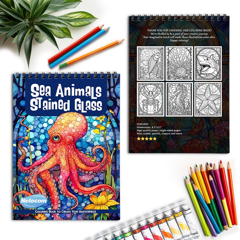 Netecom Relax Beach Landscape Spiral Coloring Book for Adults