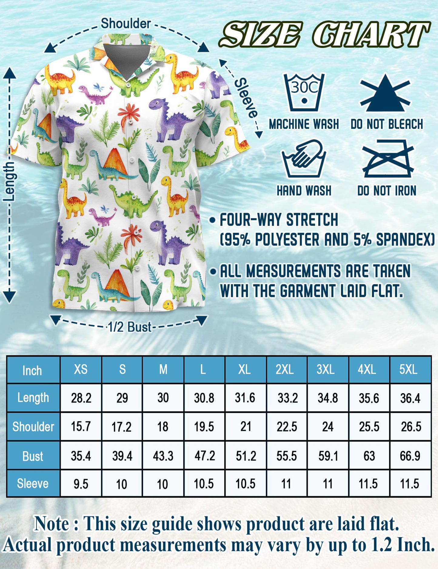 Netecom Retro Dinosaur Hawaiian Shirt for Men, Tropical Style, Button Down Summer Beach Short Sleeve, S-5XL