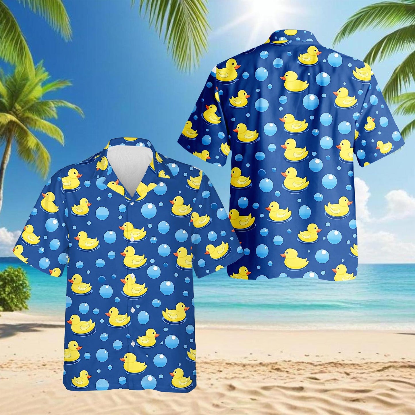Netecom Retro Duck Hawaiian Shirt for Men, Vintage Style, Button Down Summer Beach Short Sleeve, S-5XL