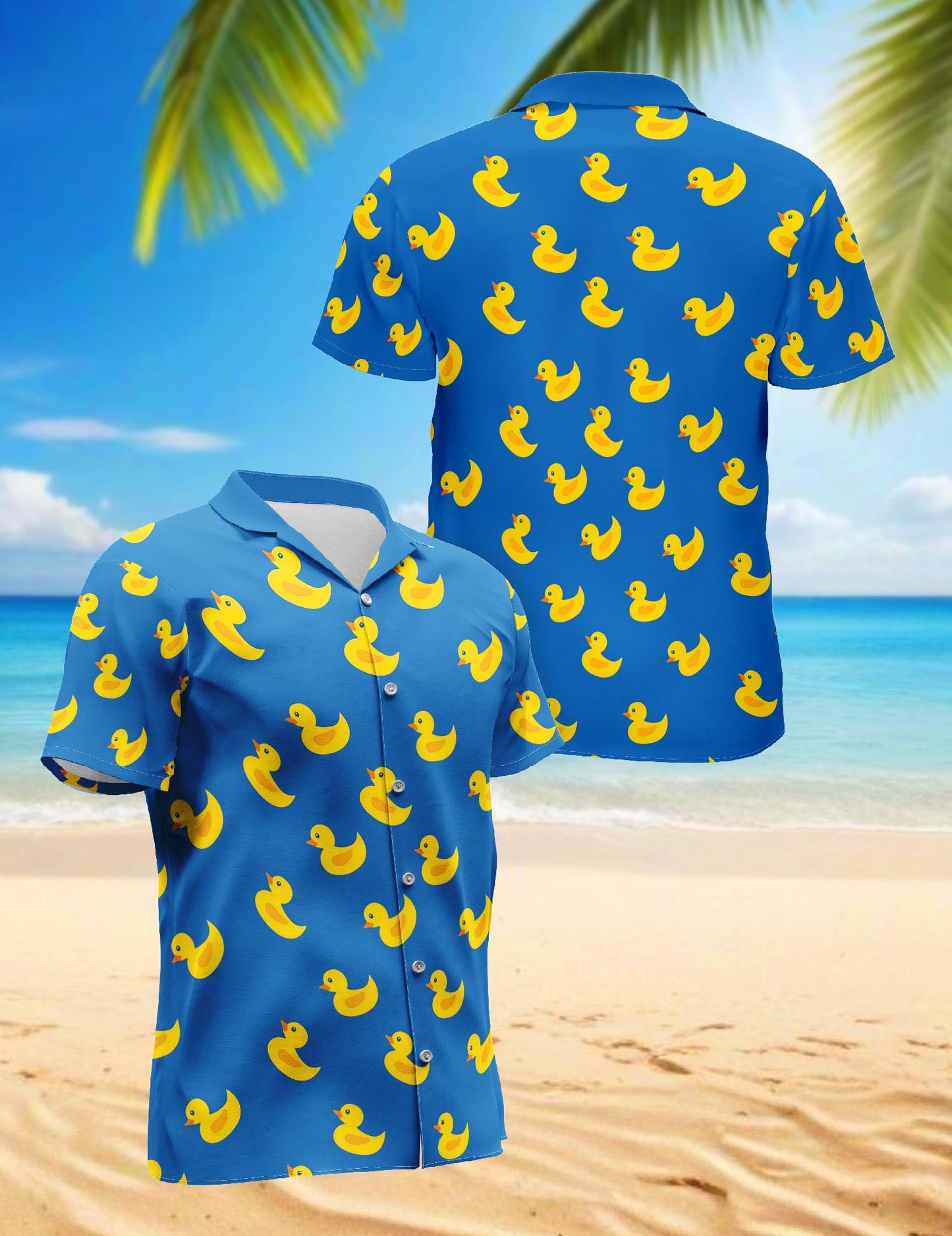 Netecom Retro Duck Hawaiian Shirt for Men, Vintage Style, Button Down Summer Beach Short Sleeve, S-5XL