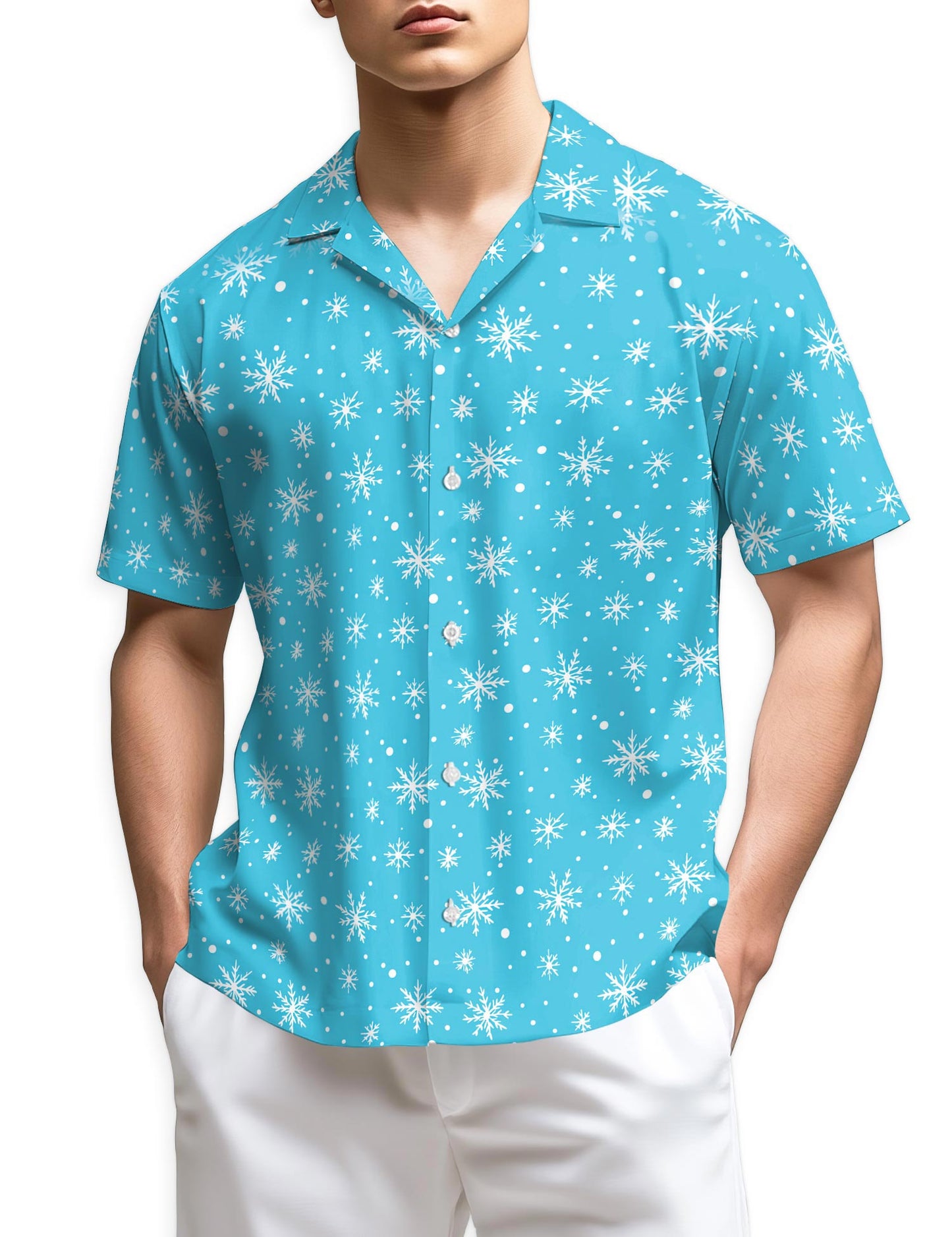 Netecom Retro Snowflake Hawaiian Shirt for Men