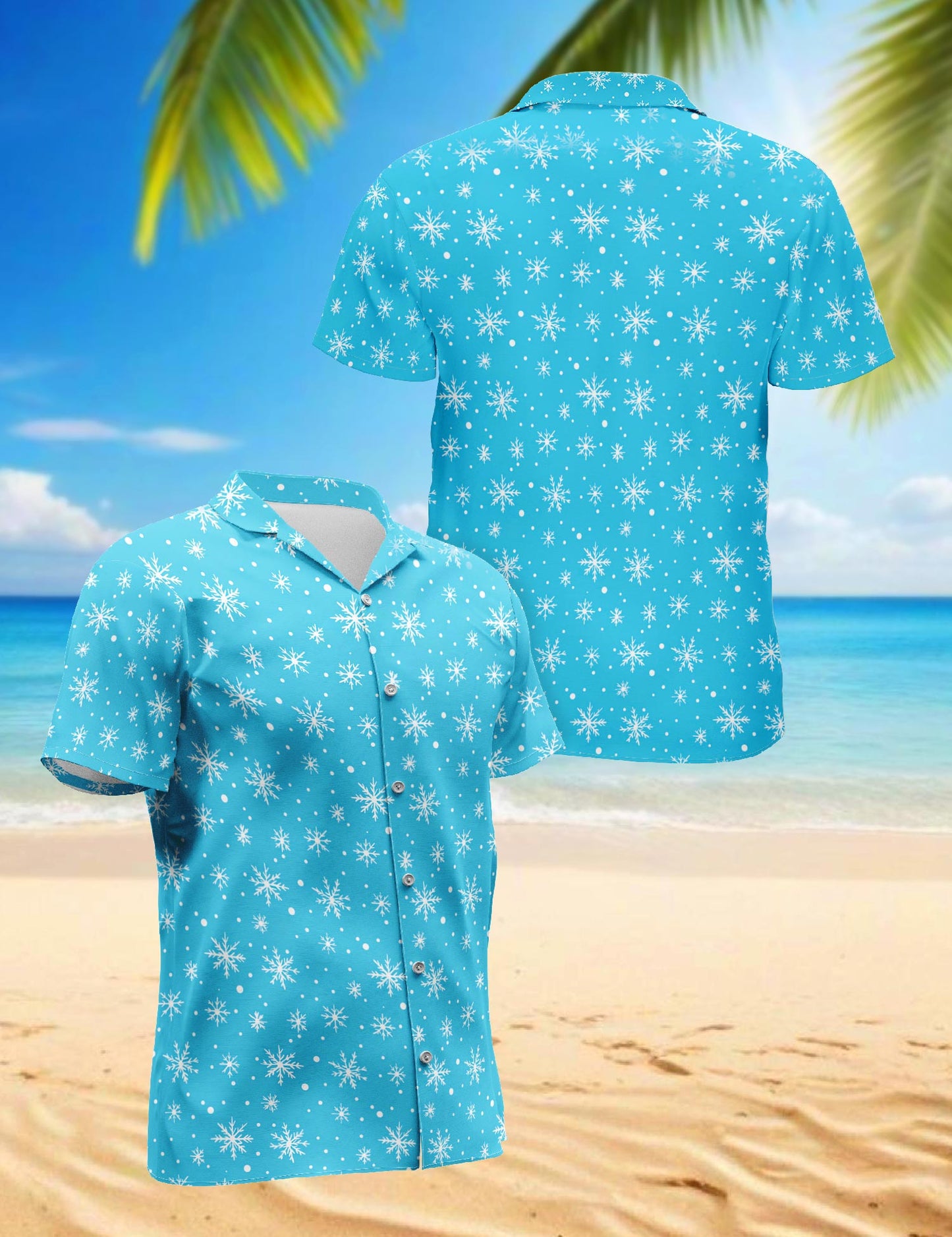 Netecom Retro Snowflake Hawaiian Shirt for Men, Vintage Style, Button Down Summer Beach Short Sleeve, S-5XL