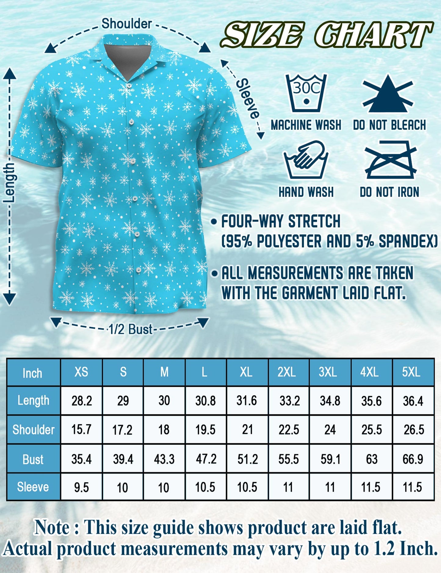 Netecom Retro Snowflake Hawaiian Shirt for Men, Vintage Style, Button Down Summer Beach Short Sleeve, S-5XL