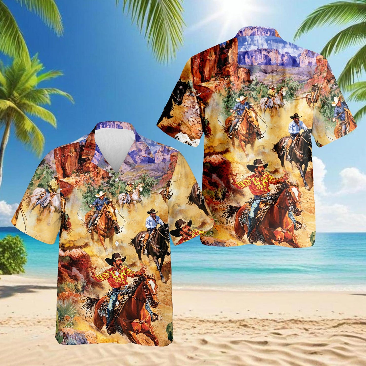 Netecom Rodeo Cowboy Hawaiian Shirt for Men, Western Style, Button Down Summer Beach Short Sleeve, S-5XL