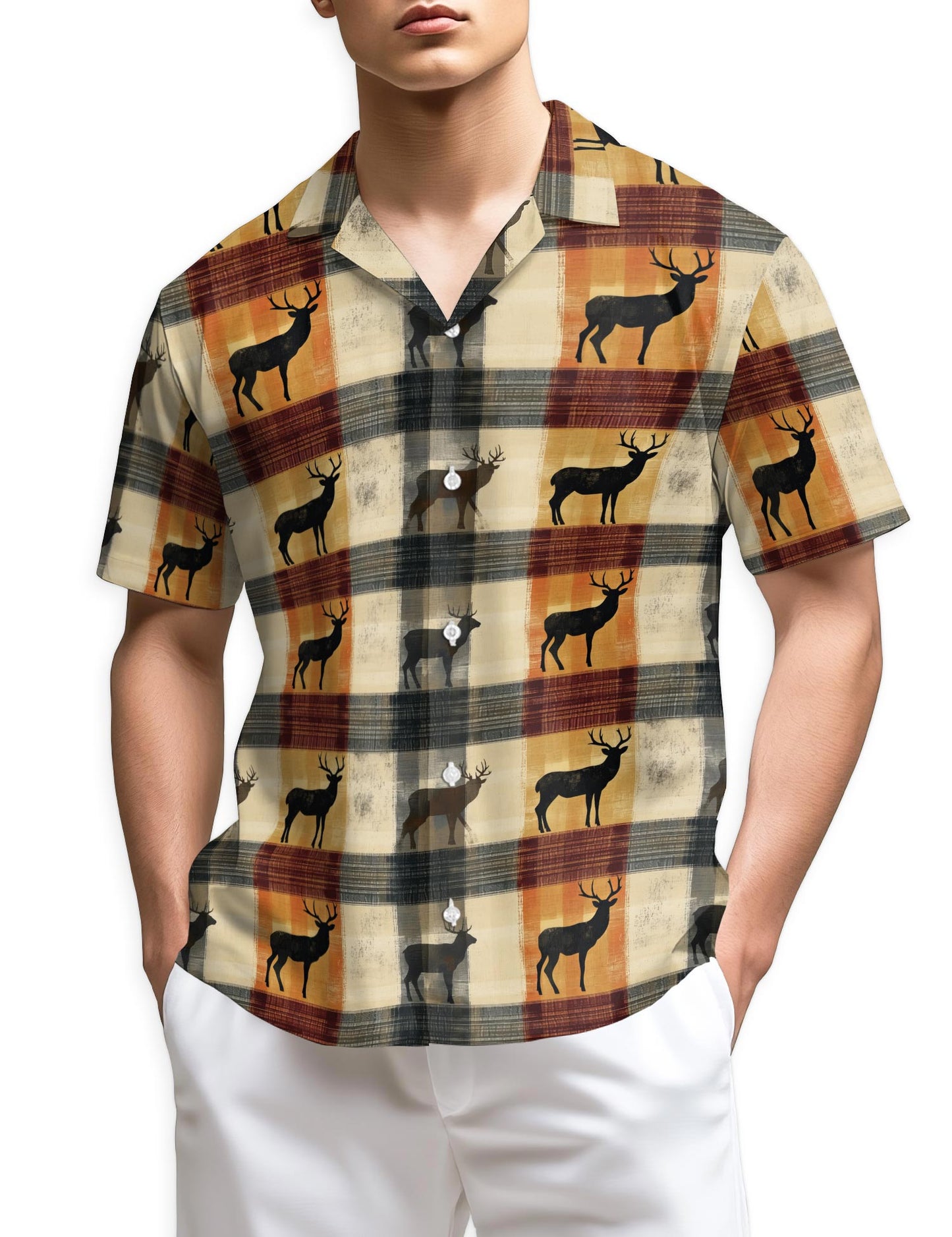 Netecom Rustic Deer Hawaiian Shirt for Men