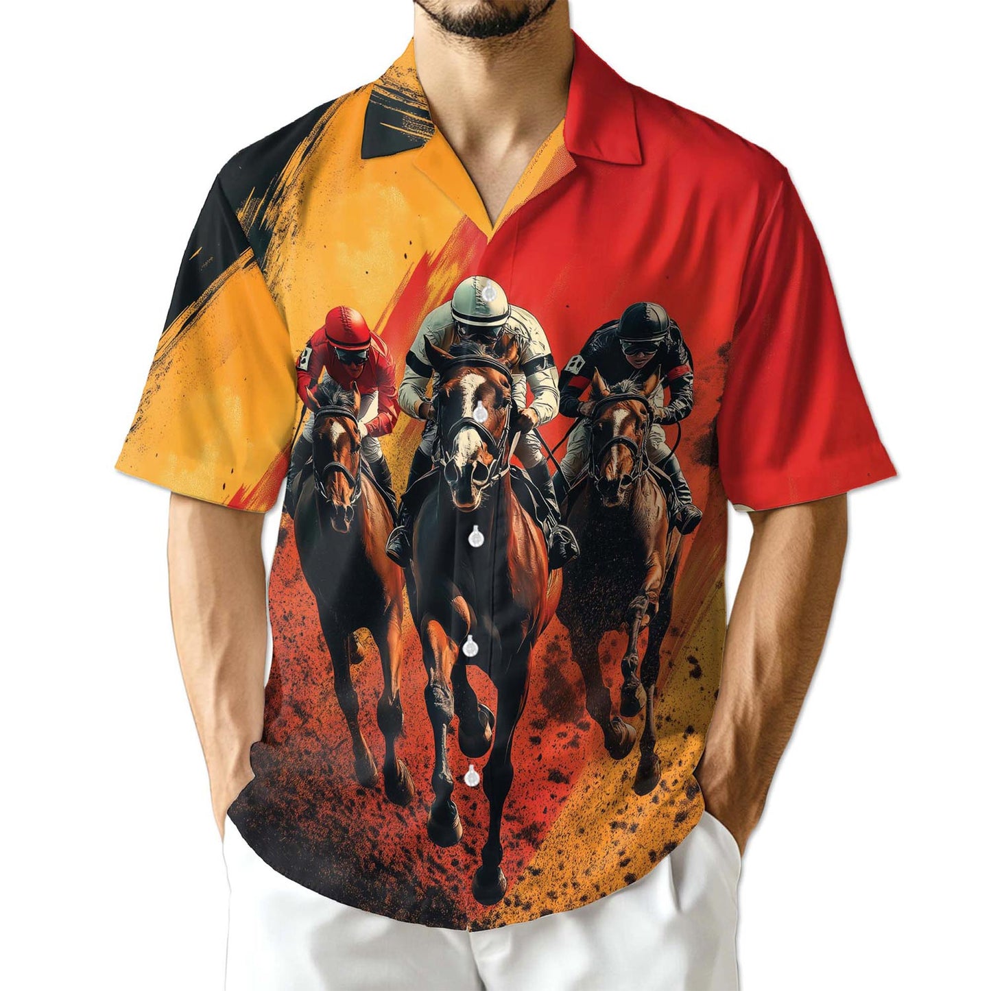 Netecom Rustic Racing Horse Hawaiian Shirt for Men