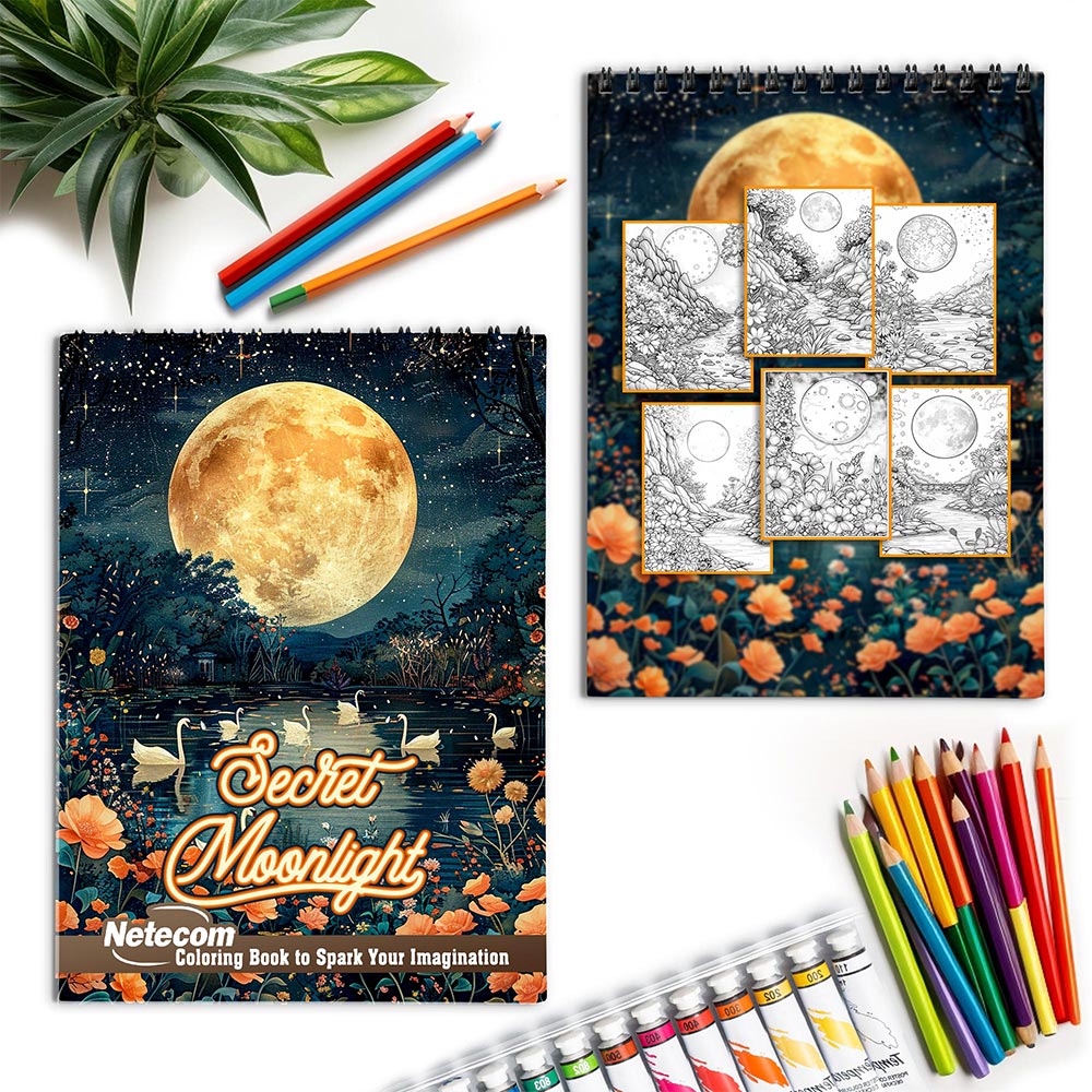 Netecom Secret Moonlight Spiral Coloring Book for Adults