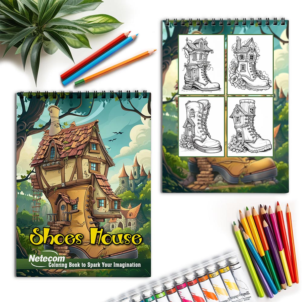 Netecom Shoes House Spiral Coloring Book for Adults