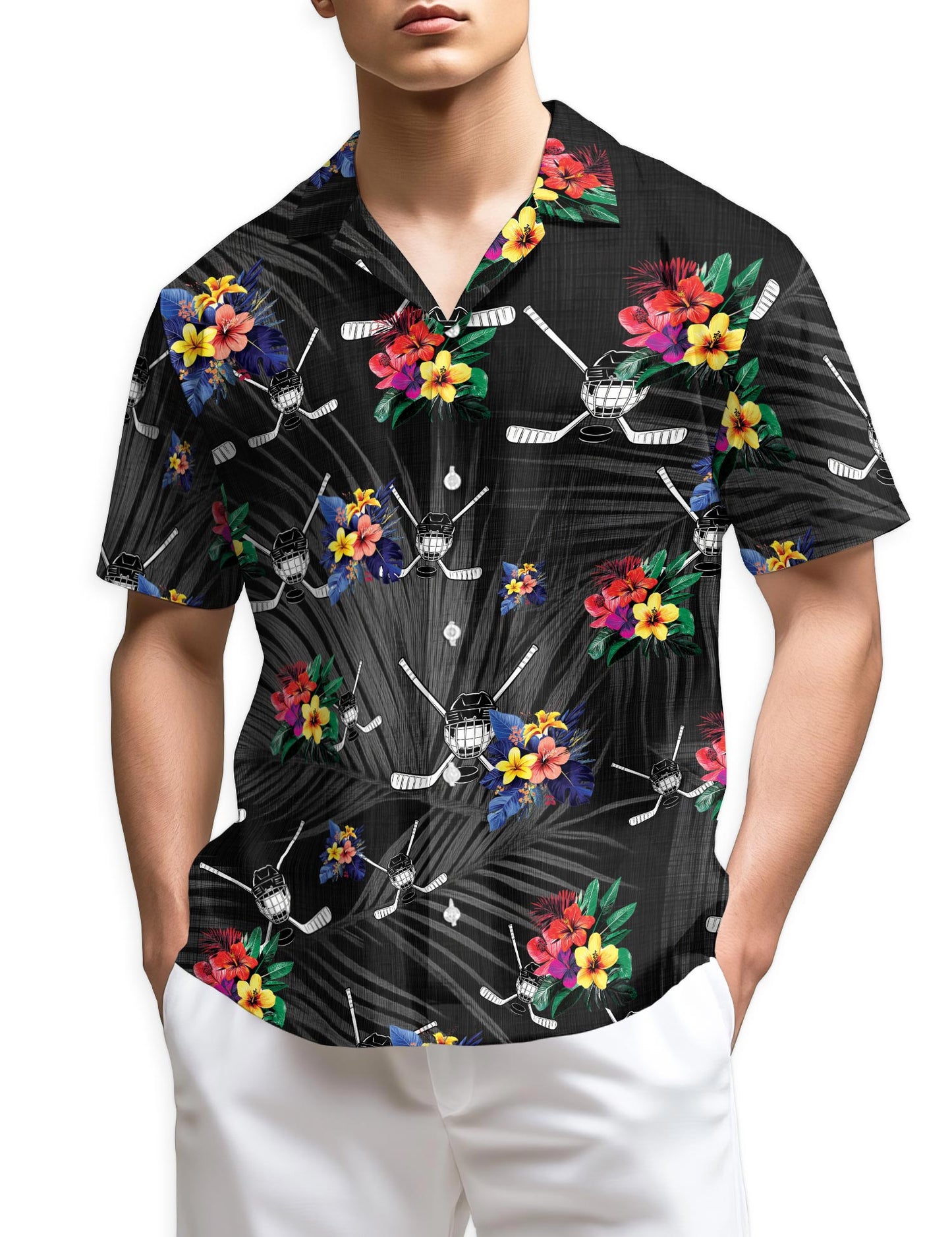 Netecom Simple Hockey Hawaiian Shirt for Men