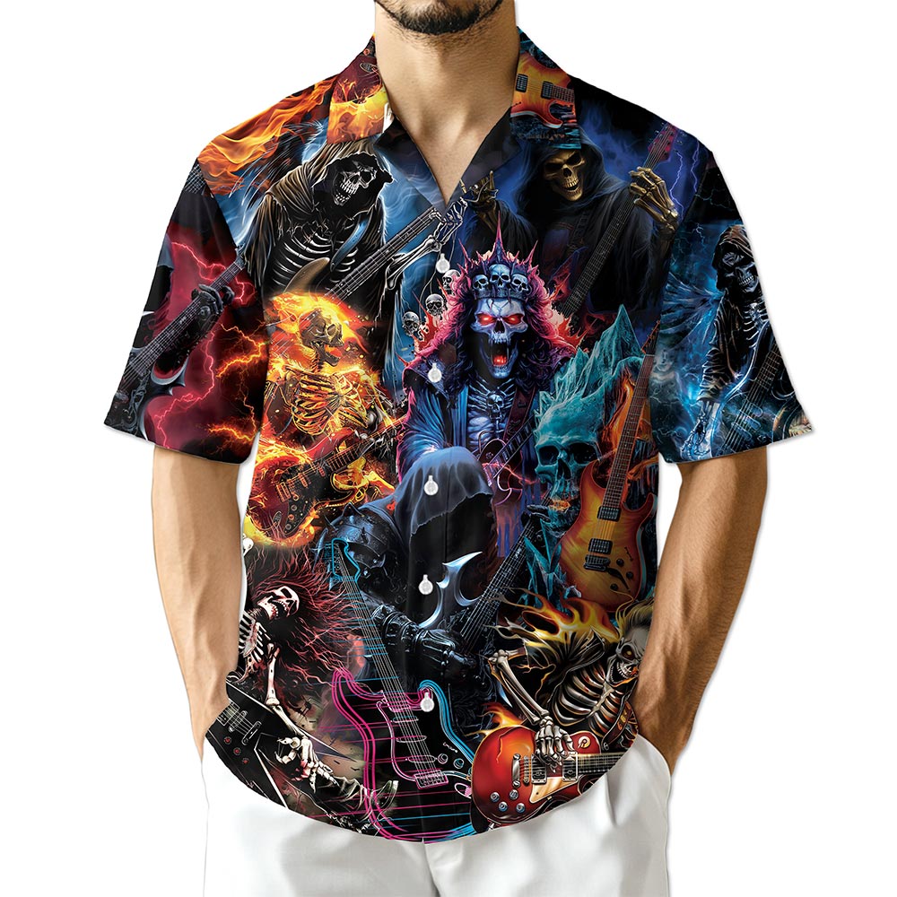 Netecom Skeleton Electric Guitar Hawaiian Shirt for Men