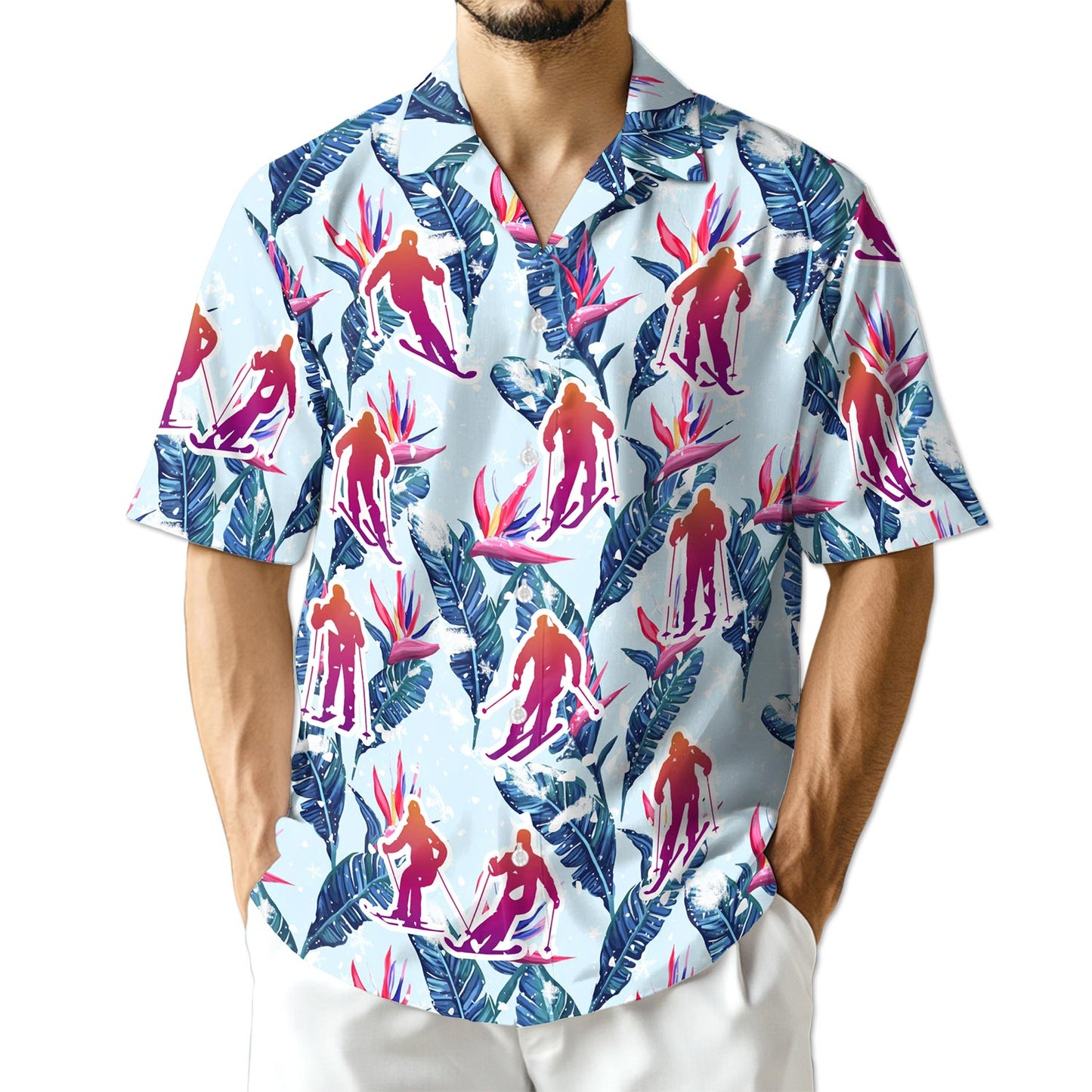 Netecom Skiing Hawaiian Shirt for Men