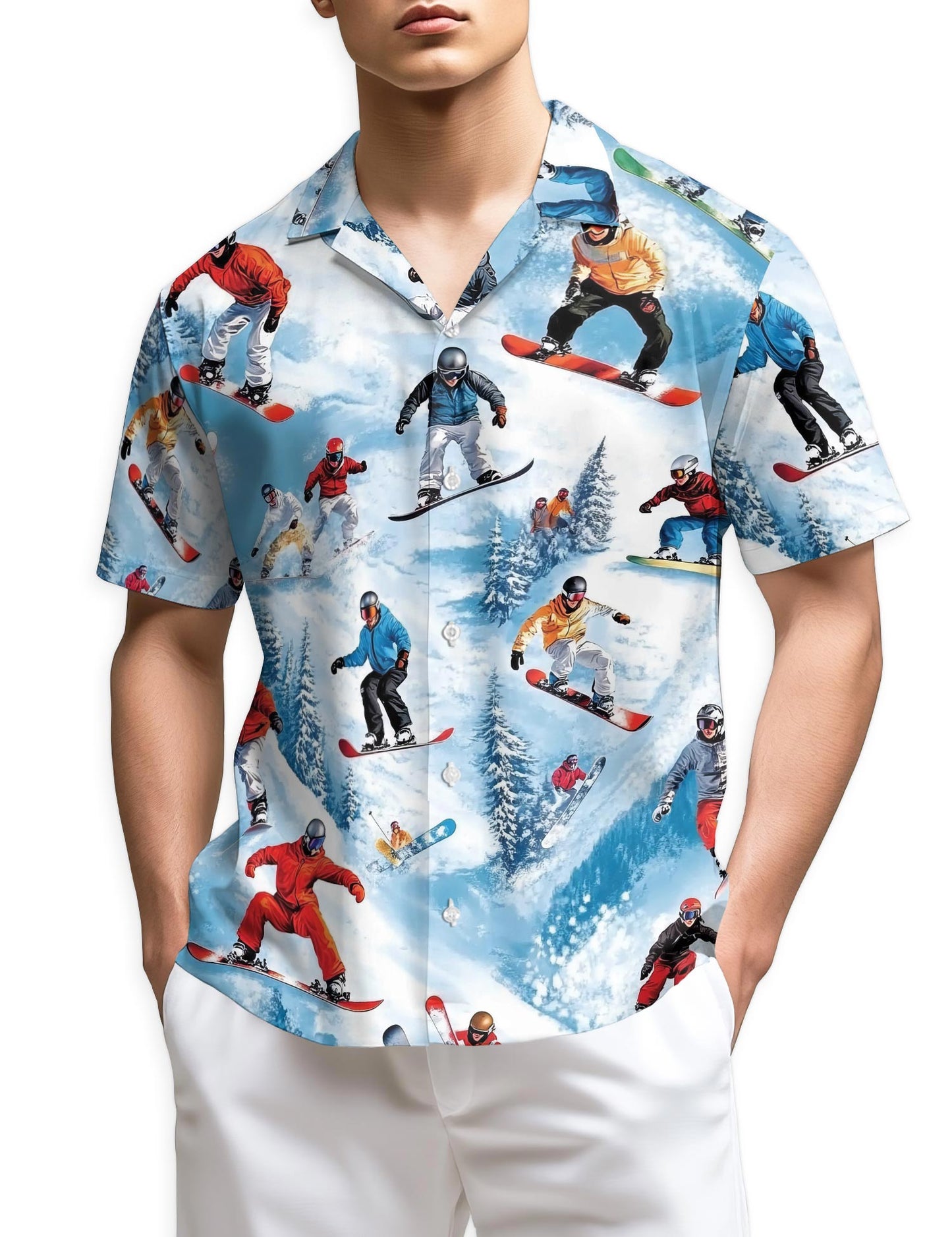 Netecom Snowboarding Passion Skiing Hawaiian Shirt for Men