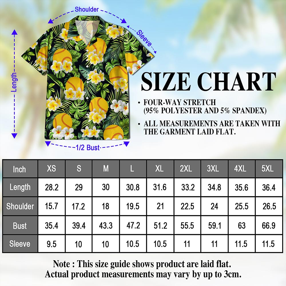 Netecom SoftBall Hawaiian Shirt for Men, Sporty Lover Gifts, Button Down Summer Beach Short Sleeve, S-5XL