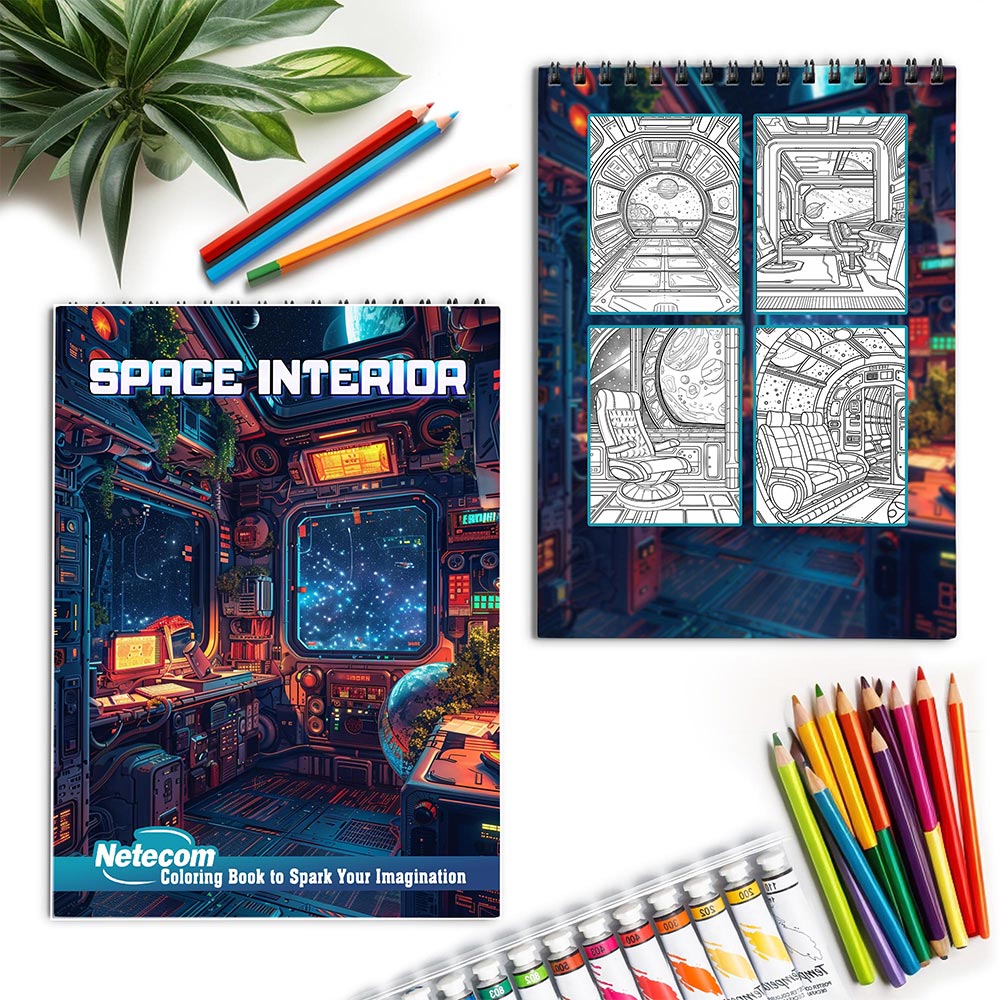 Netecom Space Interior Spiral Coloring Book for Adults