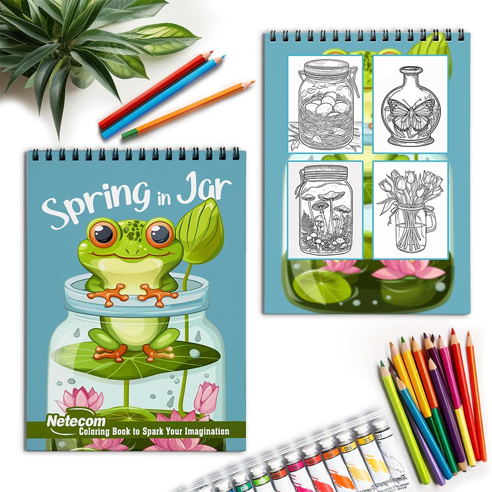 Netecom Spring in Jar Spiral Coloring Book for Adults