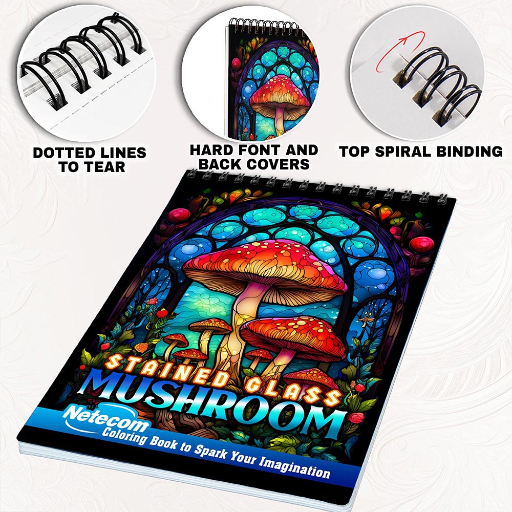 Netecom Stained Glass Mushroom Coloring Pages for Adults