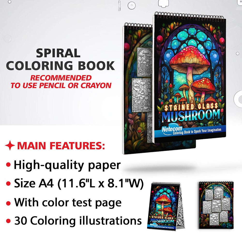Netecom Stained Glass Mushroom Coloring Sheets for Adults