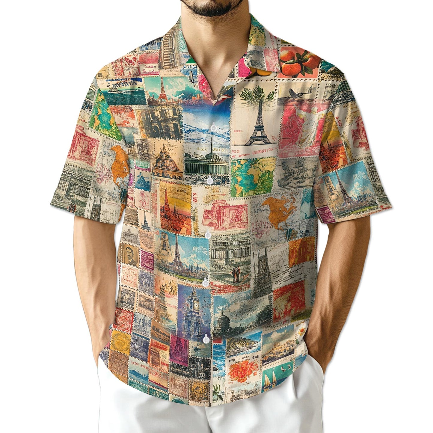 Netecom Stamps Collecting Hawaiian Shirt for Men