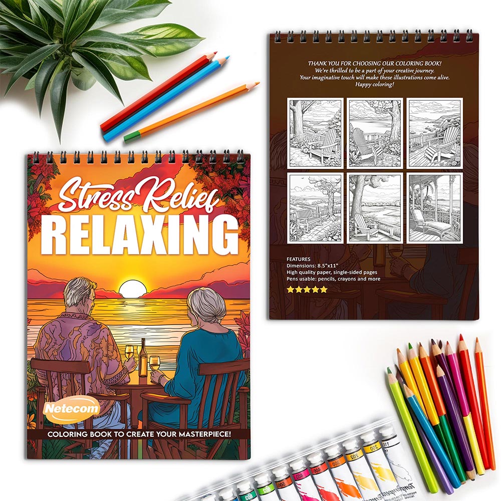 Netecom Stress Relief Relaxing Spiral Coloring Book for Adults