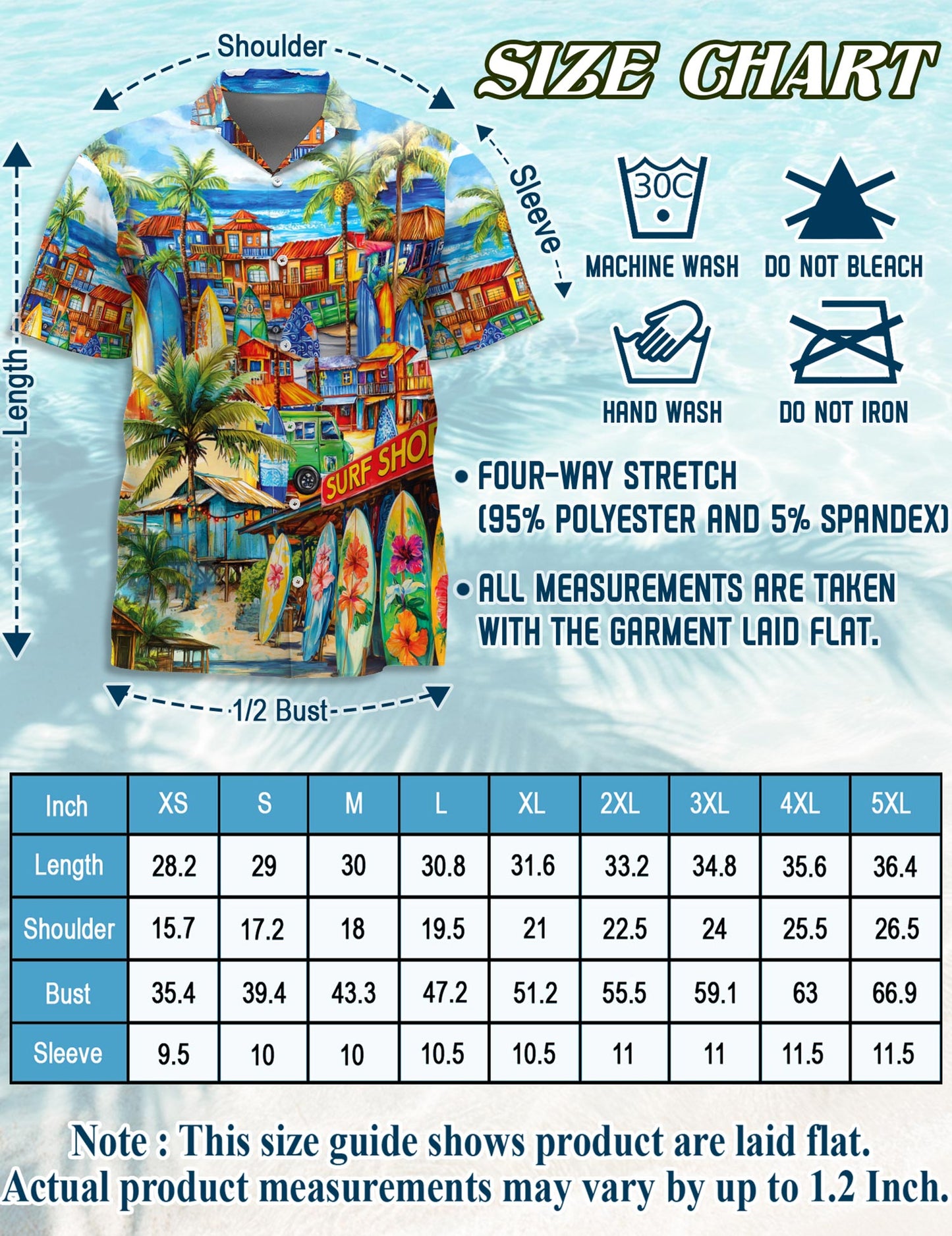 Netecom Surfboard And Surf Shack Hawaiian Shirt for Men, Tropical Style, Button Down Summer Beach Short Sleeve, S-5XL