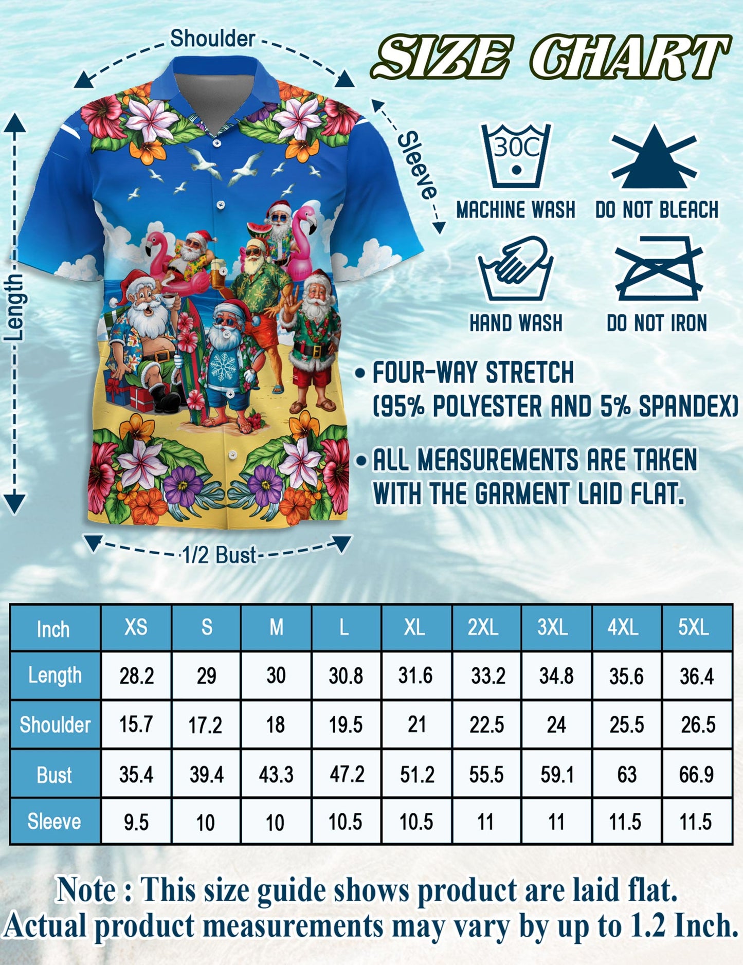 Netecom Surfing Santa Hawaiian Shirt for Men, Funny Style, Button Down Summer Beach Short Sleeve, S-5XL
