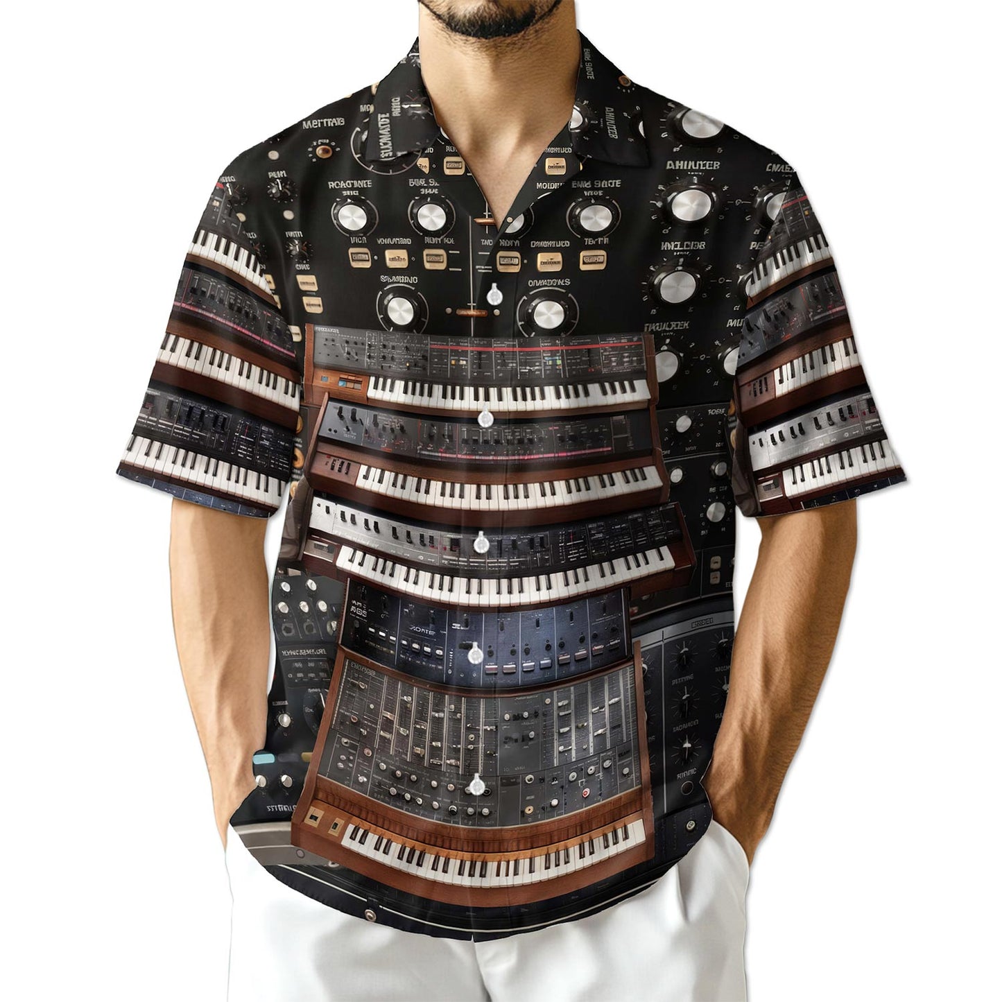 Netecom Synthesizer Synth Techno Music Hawaiian Shirt for Men