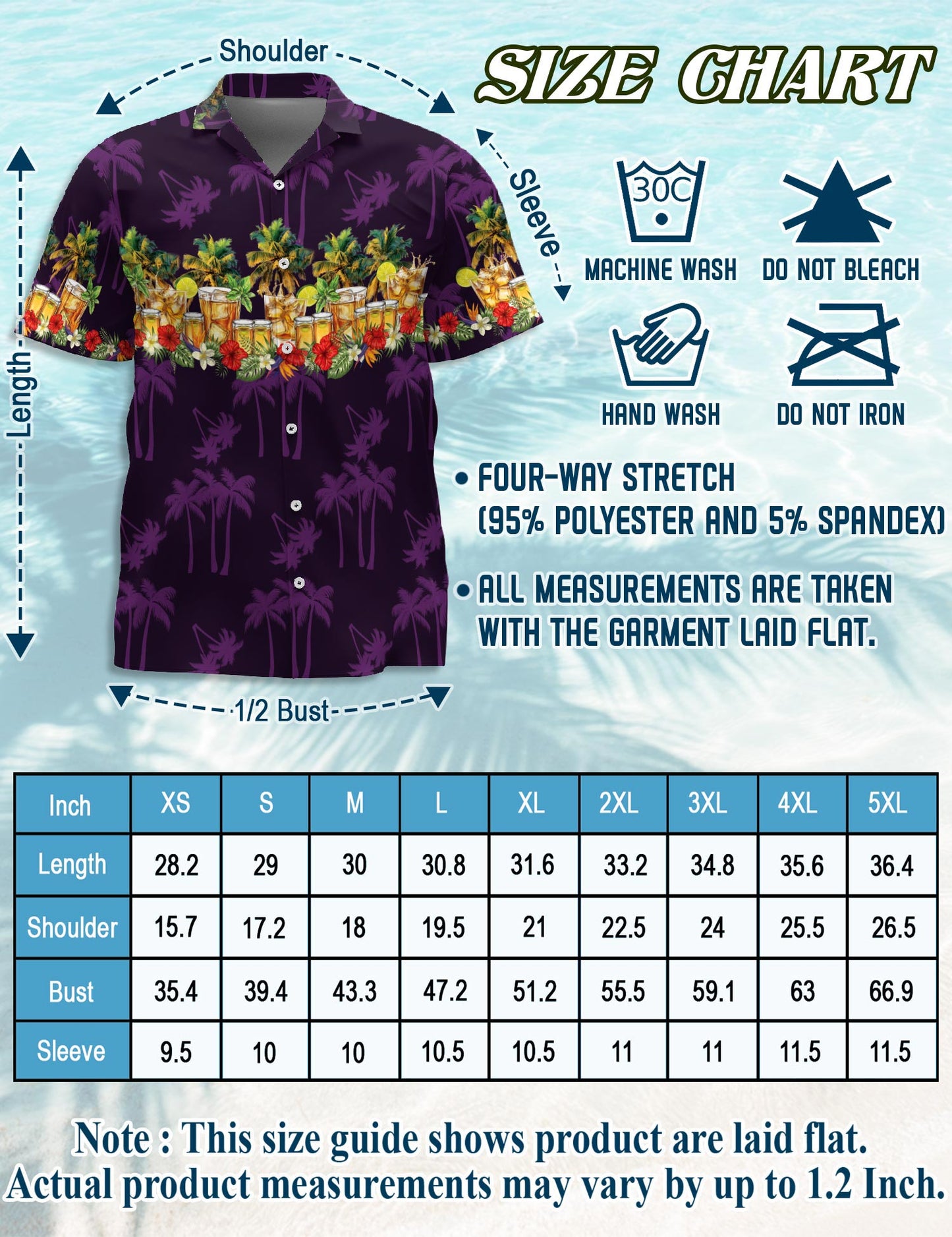 Netecom Tequila Hawaiian Shirt for Men, Tropical Style, Button Down Summer Beach Short Sleeve, S-5XL