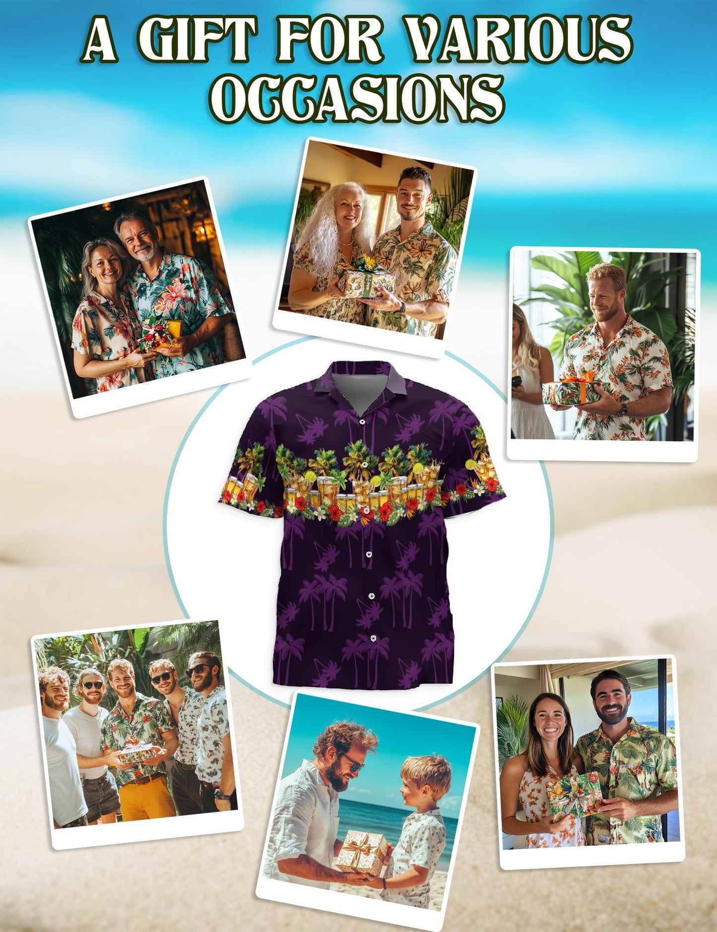 Netecom Tequila Hawaiian Shirt for Men, Tropical Style, Button Down Summer Beach Short Sleeve, S-5XL