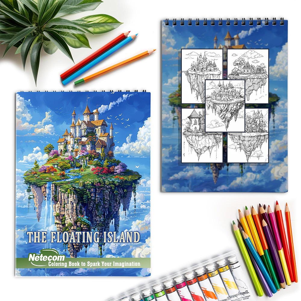 Netecom The Floating Island Spiral Coloring Book for Adults