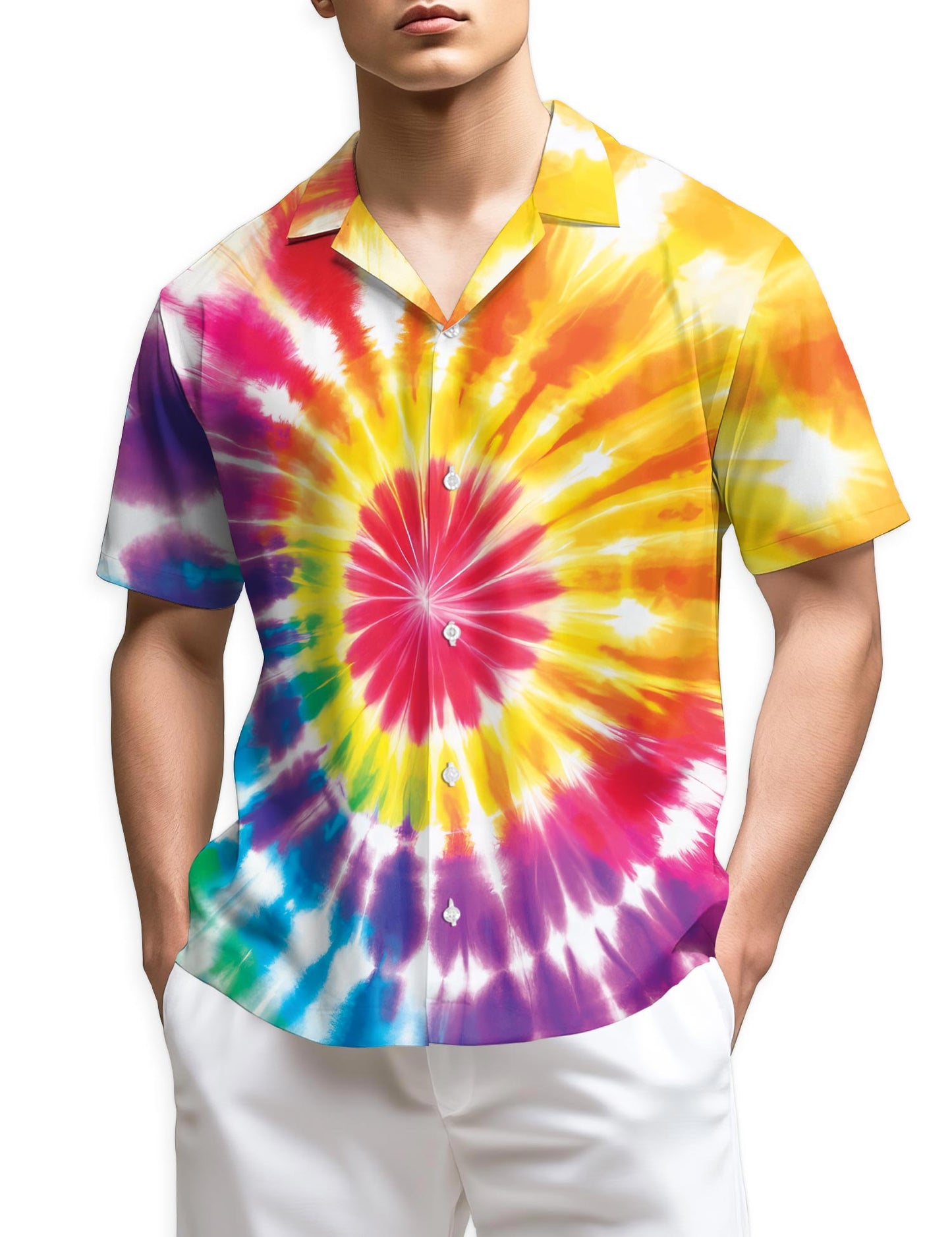 Netecom Tie Dye Hawaiian Shirt for Men