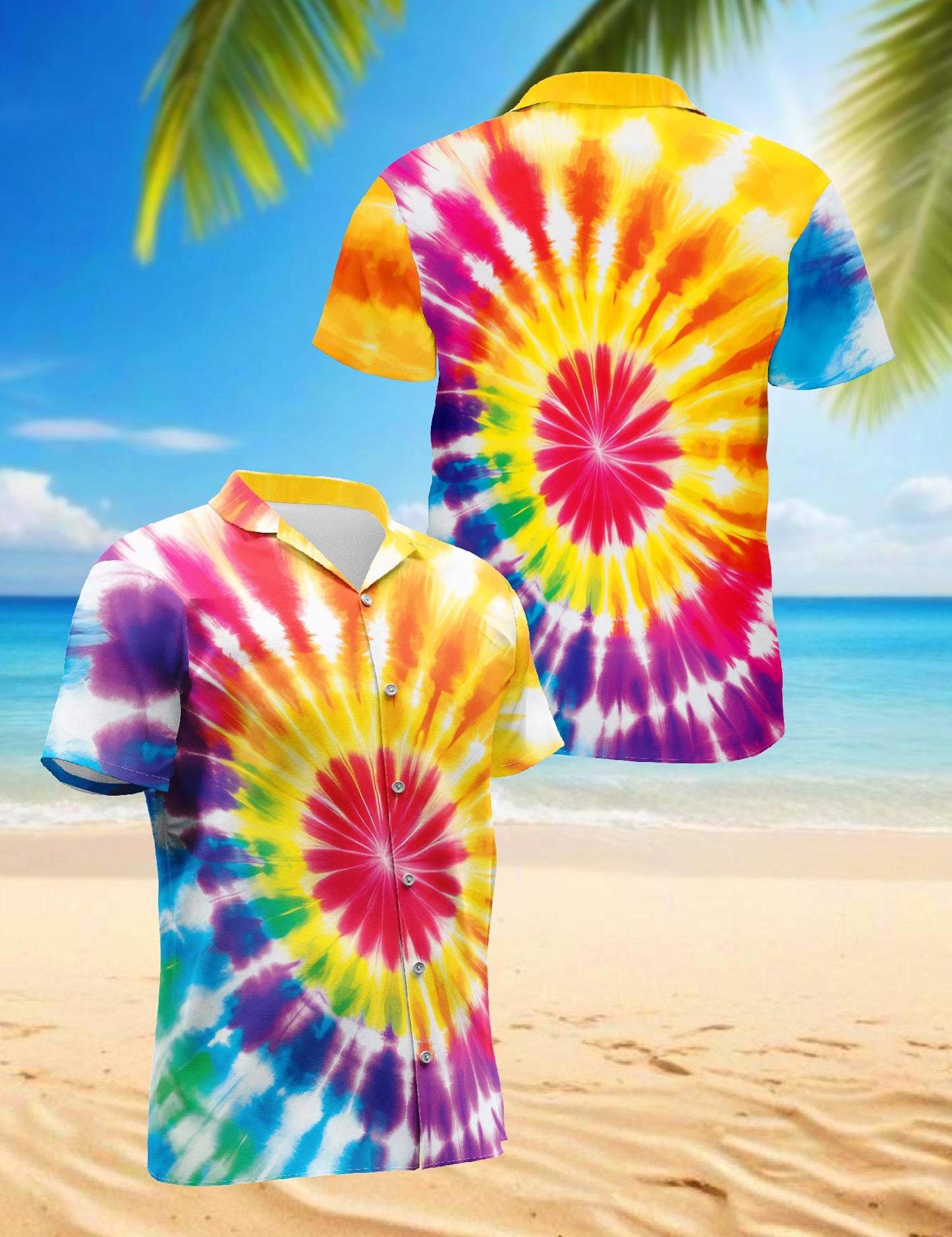 Netecom Tie Dye Hawaiian Shirt for Men, Button Down Summer Beach Short Sleeve, Sizes S-5XL
