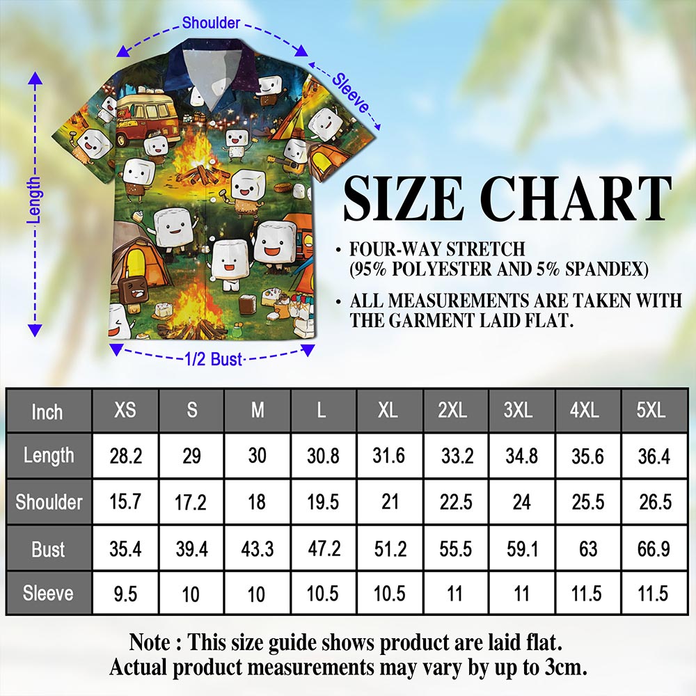 Netecom Toasted Marshmallow Camping Hawaiian Shirt for Men, Cute Camper Gifts, Button Down Summer Beach Short Sleeve, S-5XL