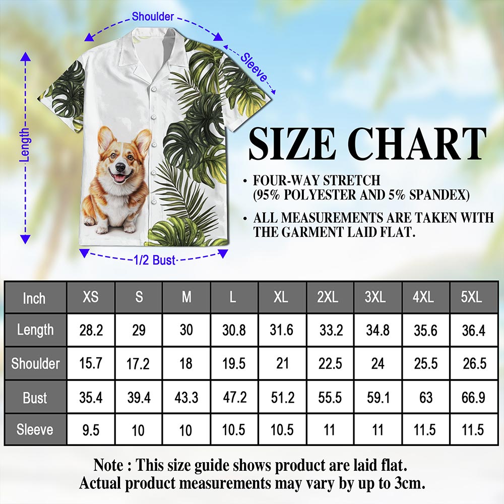 Netecom Tropical Corgi Hawaiian Shirt for Men, Dog Lover Gifts, Corgi Dog Button Down Summer Beach Shirts, S-5XL