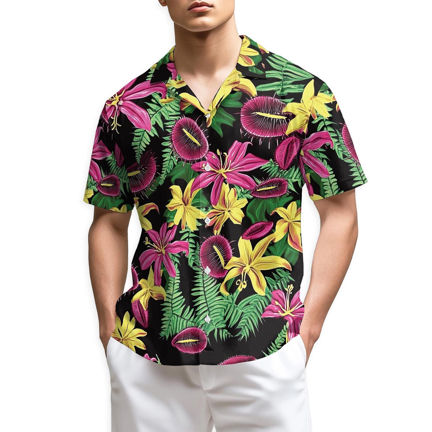 Netecom Tropical Flower Hawaiian Shirt for Men