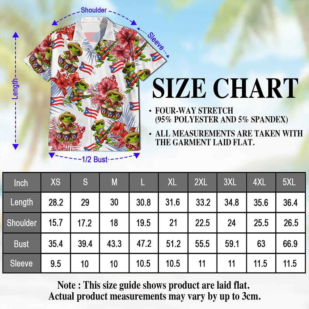 Netecom Tropical Puerto Rico Coqui Hibiscus Hawaiian Shirt for Men, Floral Animal Button Down Summer Beach Shirts, S-5XL