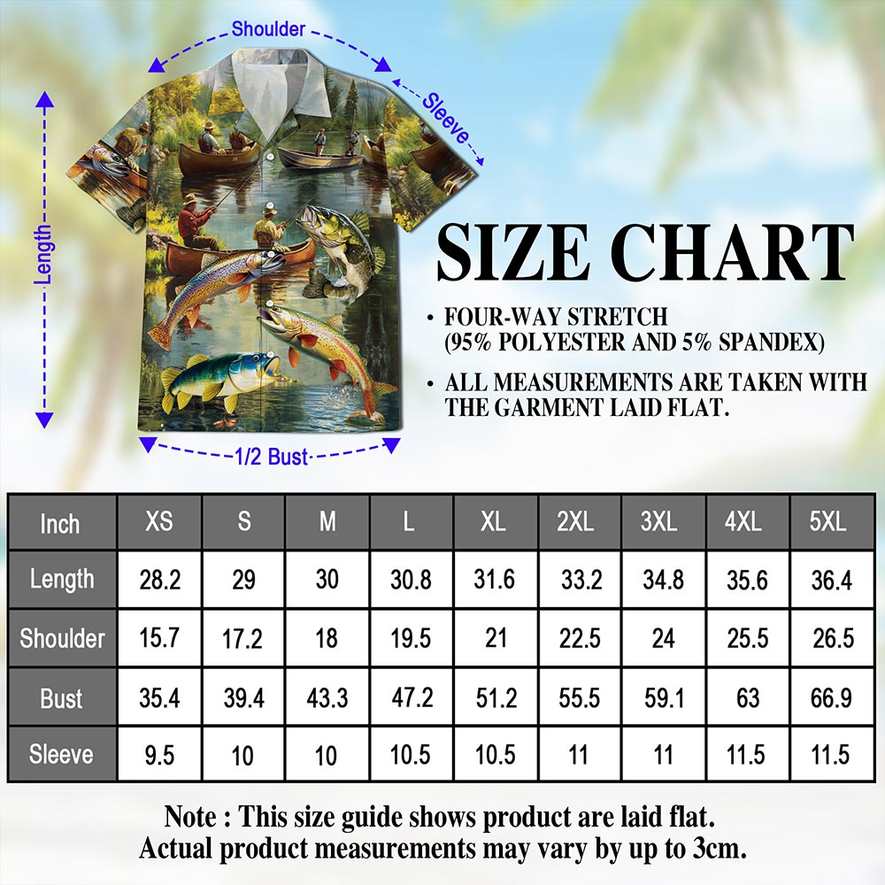 Netecom Trout Fishing Hawaiian Shirt for Men, Button Down Summer Beach Short Sleeve, S-5XL