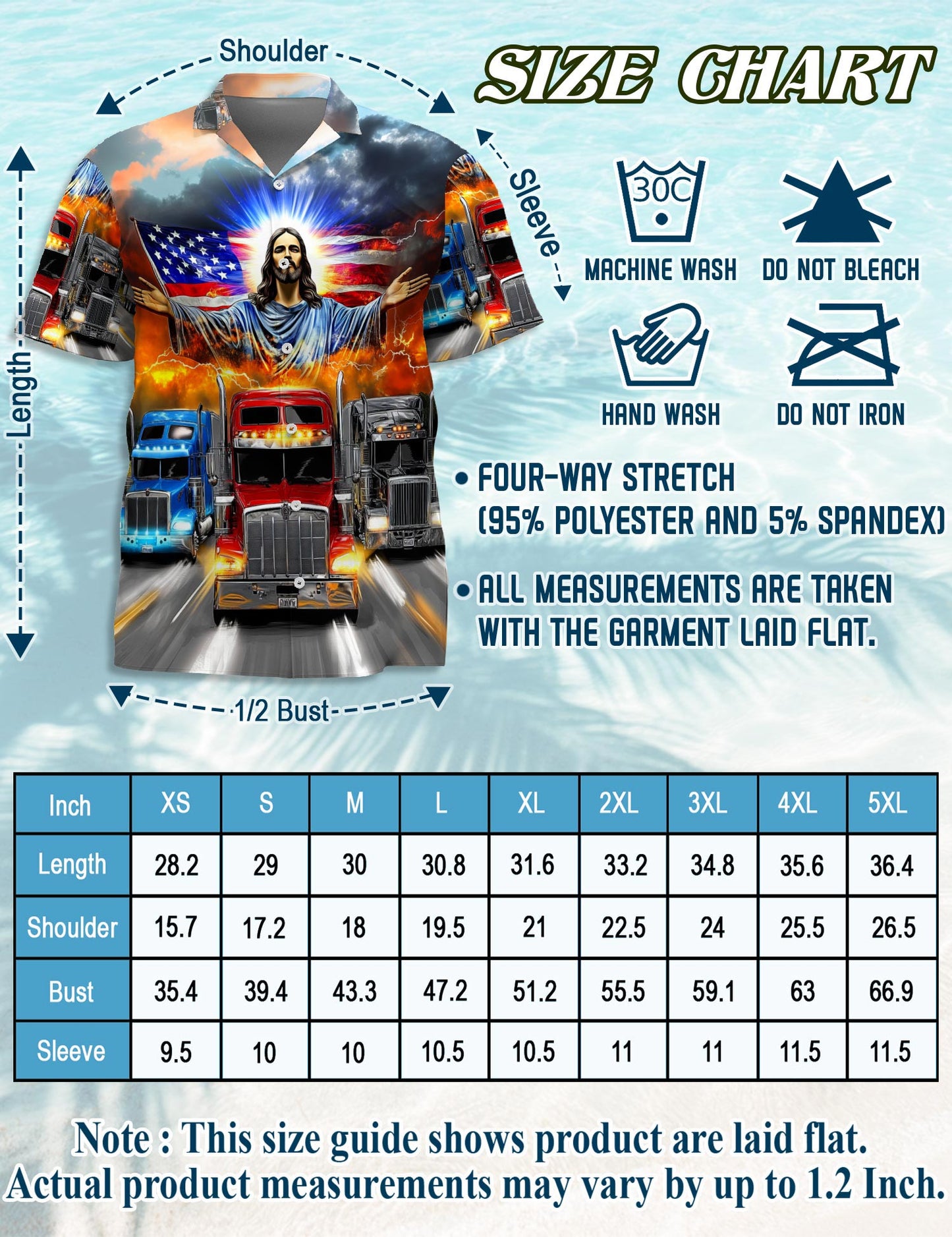 Netecom Truck Driver Jesus Bless Hawaiian Shirt for Men, Button Down Summer Beach Short Sleeve, S-5XL