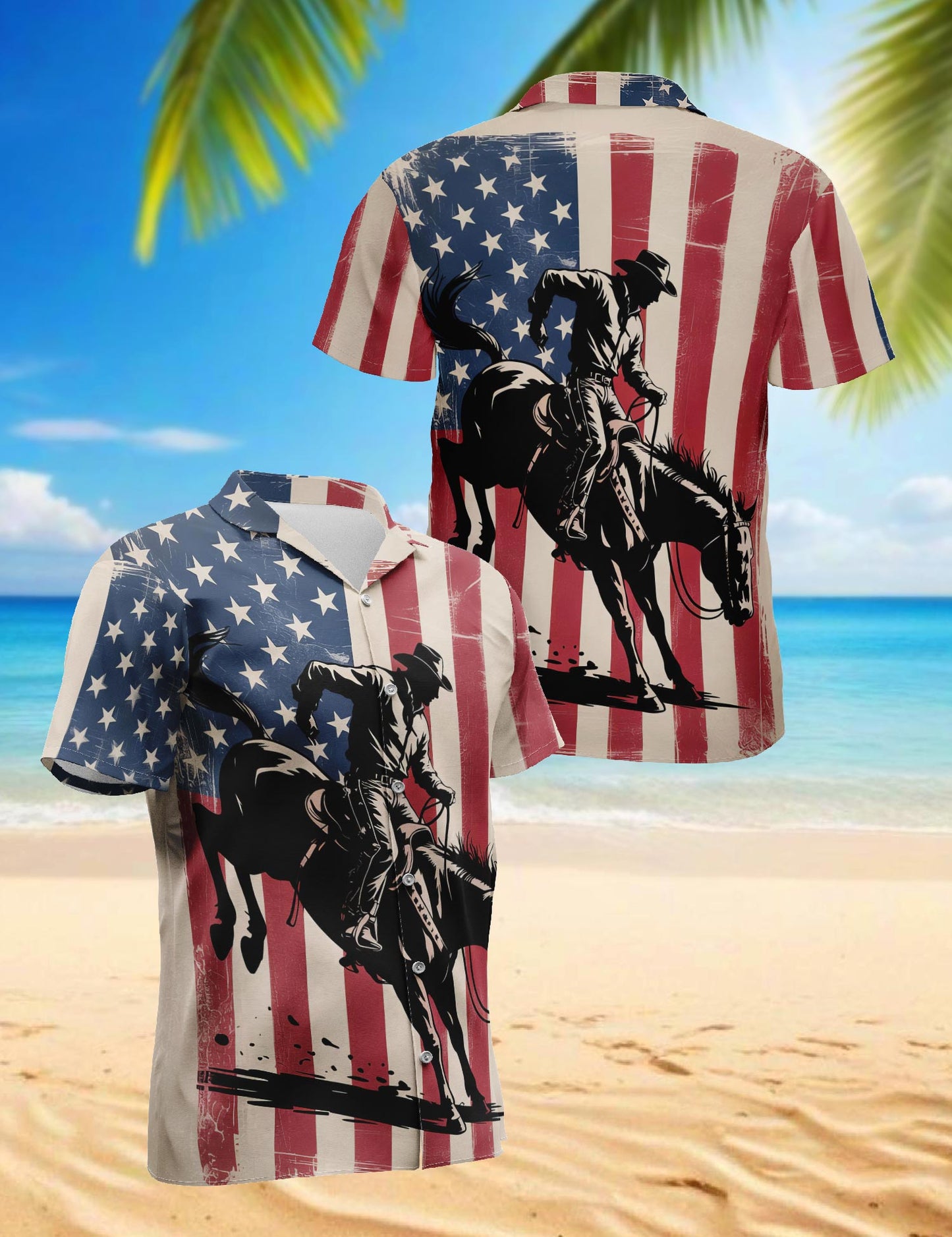 Netecom USA Horse Racing Silhouette Hawaiian Shirt for Men, Button Down Summer Beach Short Sleeve, S-5XL