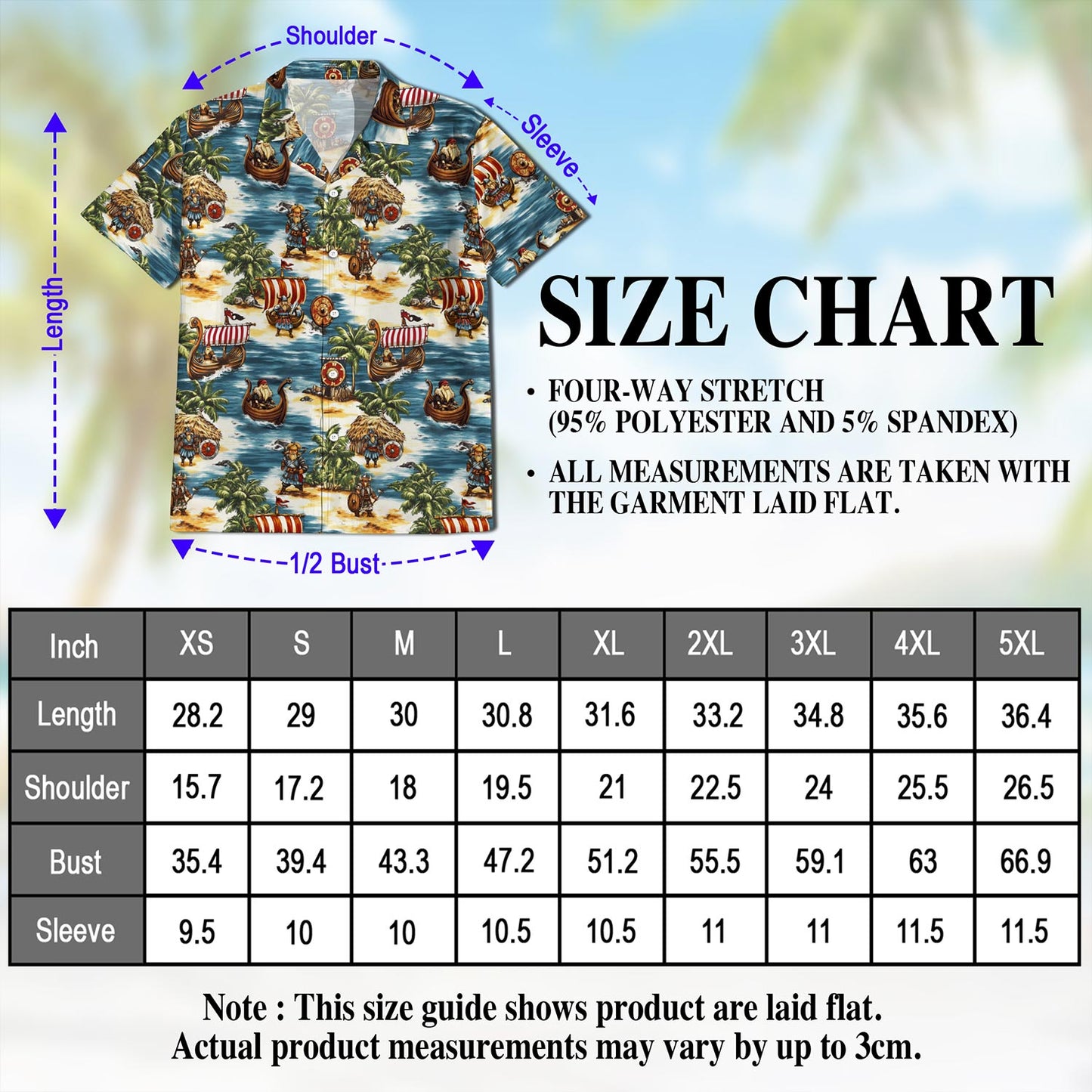Netecom Viking Hawaiian Shirt for Men, Tropical Style, Button Down Summer Beach Short Sleeve, S-5XL