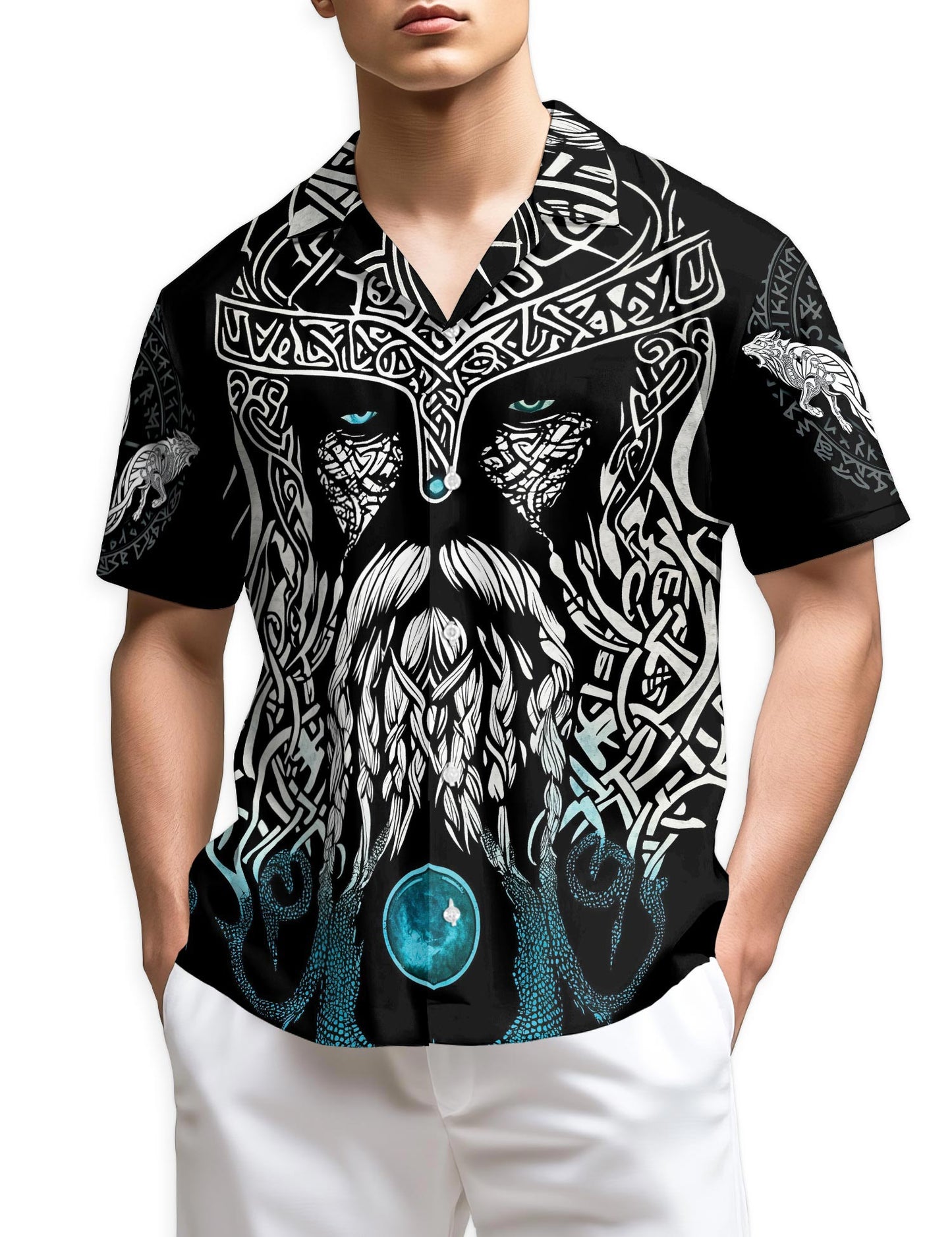 Netecom Viking Odin Medieval Hawaiian Shirt for Men