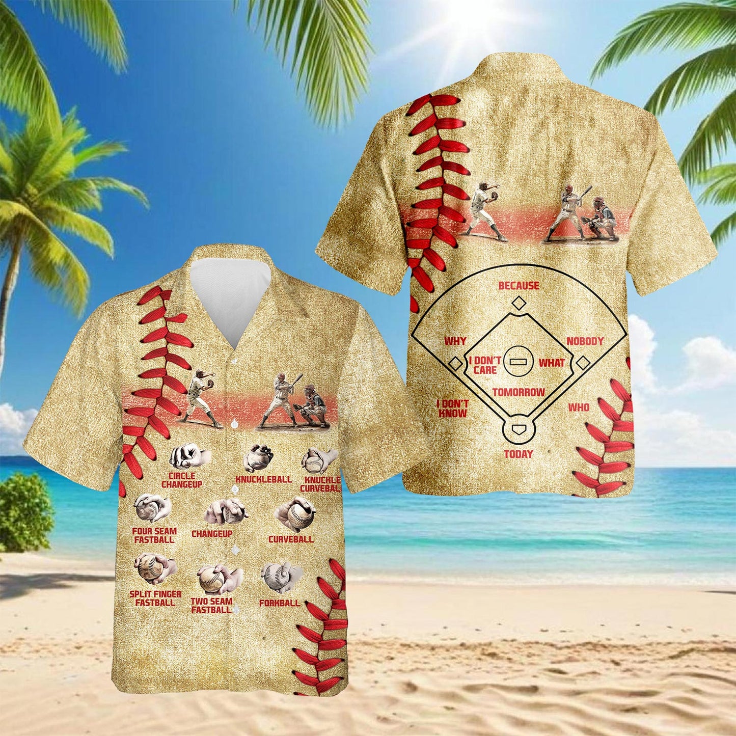 Netecom Vintage Baseball Pitching Grips Hawaiian Shirt for Men, Button Down Summer Beach Short Sleeve, Sports Style, Sizes S-5XL