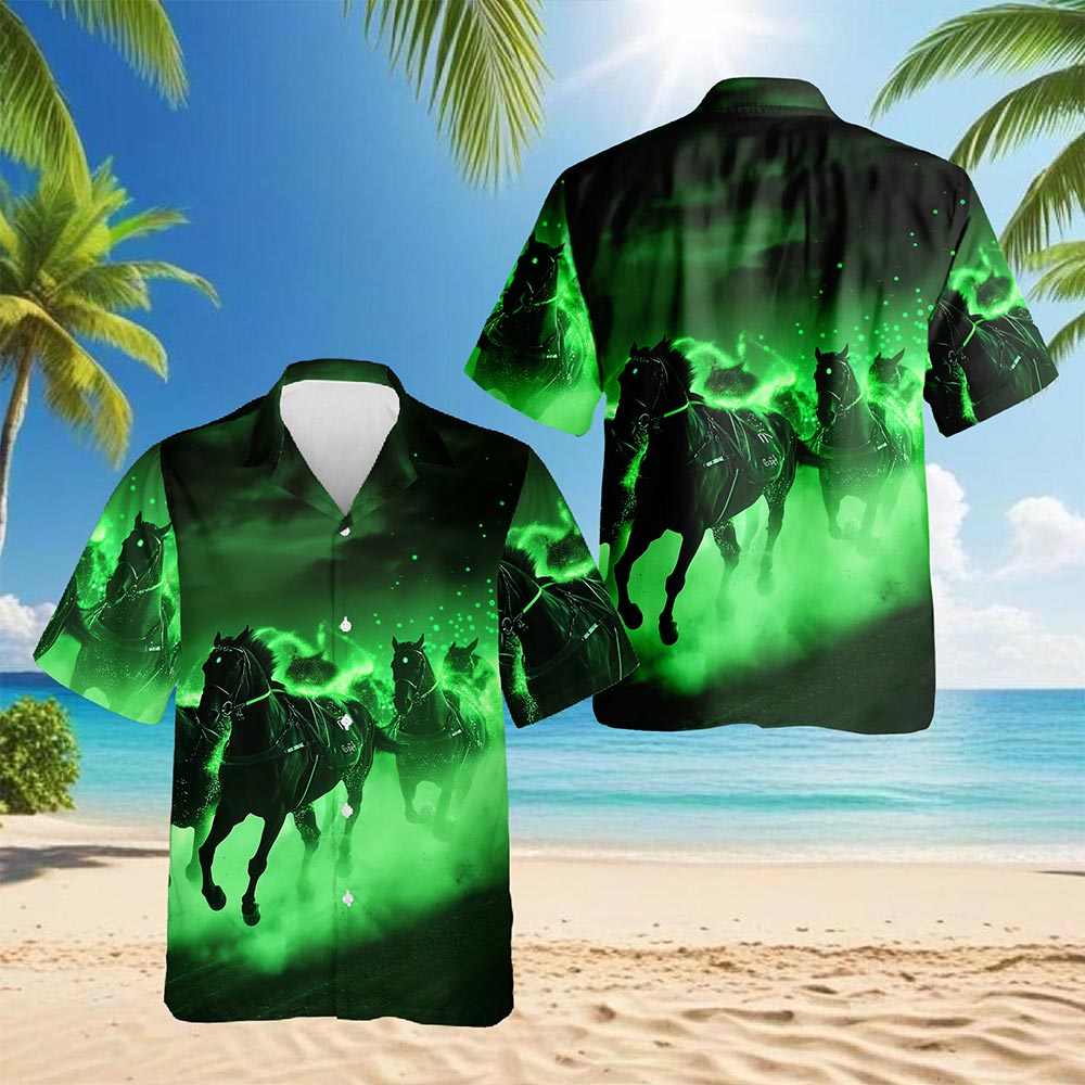 Netecom Vintage Black Horse Hawaiian Shirt for Men Women, Horse Lover Gifts, Animal Button Down Summer Beach Shirts, S-5XL