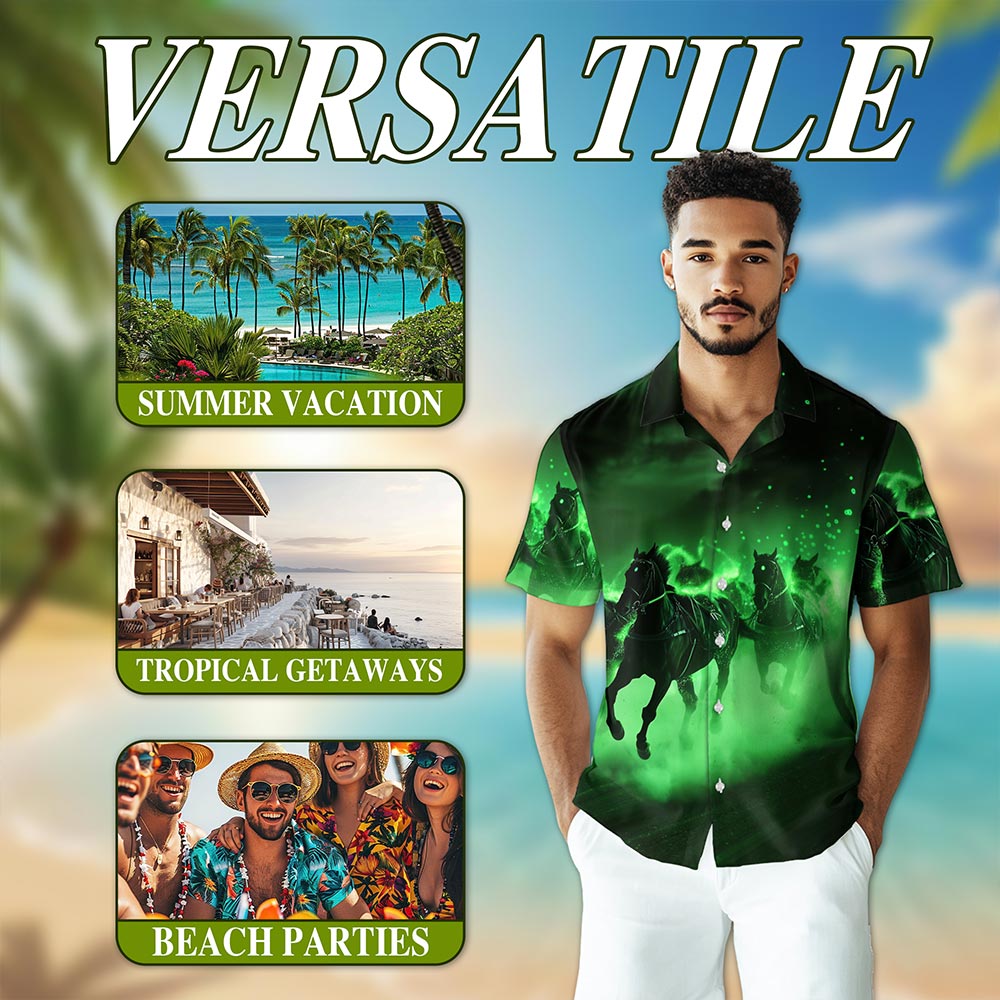 Netecom Vintage Black Horse Hawaiian Shirt for Men Women, Horse Lover Gifts, Animal Button Down Summer Beach Shirts, S-5XL