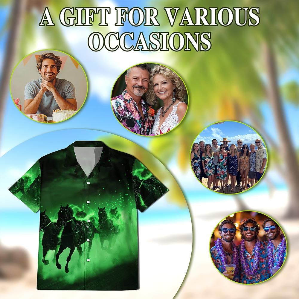 Netecom Vintage Black Horse Hawaiian Shirt for Men Women, Horse Lover Gifts, Animal Button Down Summer Beach Shirts, S-5XL