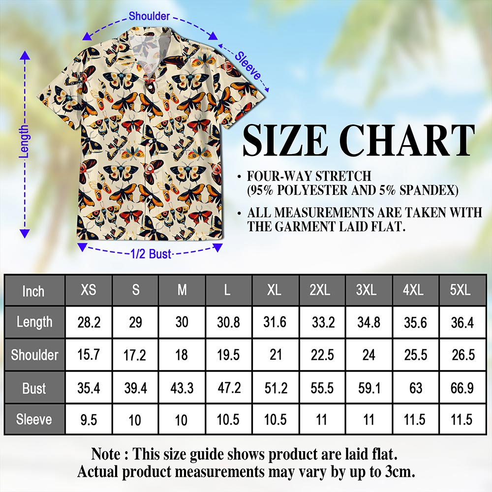 Netecom Vintage Butterfly Hawaiian Shirt for Men, Lepidopterists Gifts, Button Down Summer Beach Short Sleeve Shirts, S-5XL