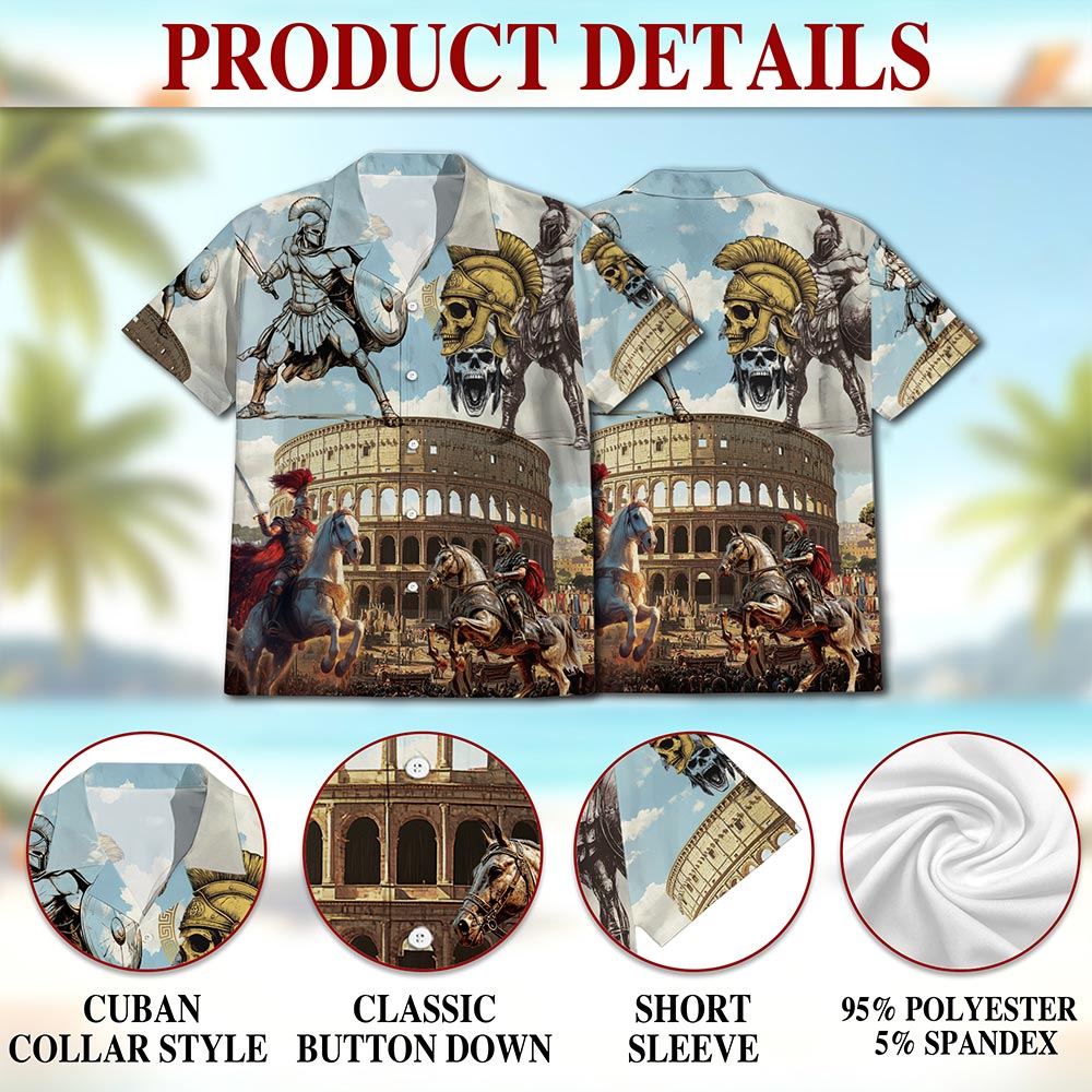 Netecom Vintage Roman Empire Hawaiian Shirt for Men, History Lover Gift, Ancient Rome Button Down Summer Beach Shirts, S-5XL