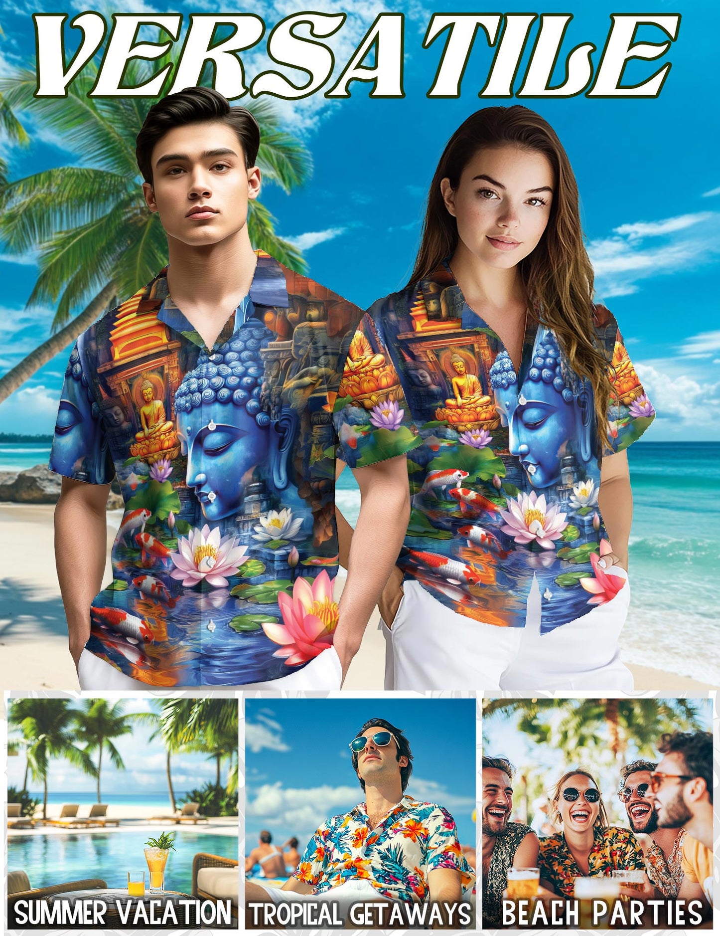 Netecom What You Think You Become Buddha Hawaiian Shirt for Men, Button Down Summer Beach Short Sleeve, Sizes S-5XL