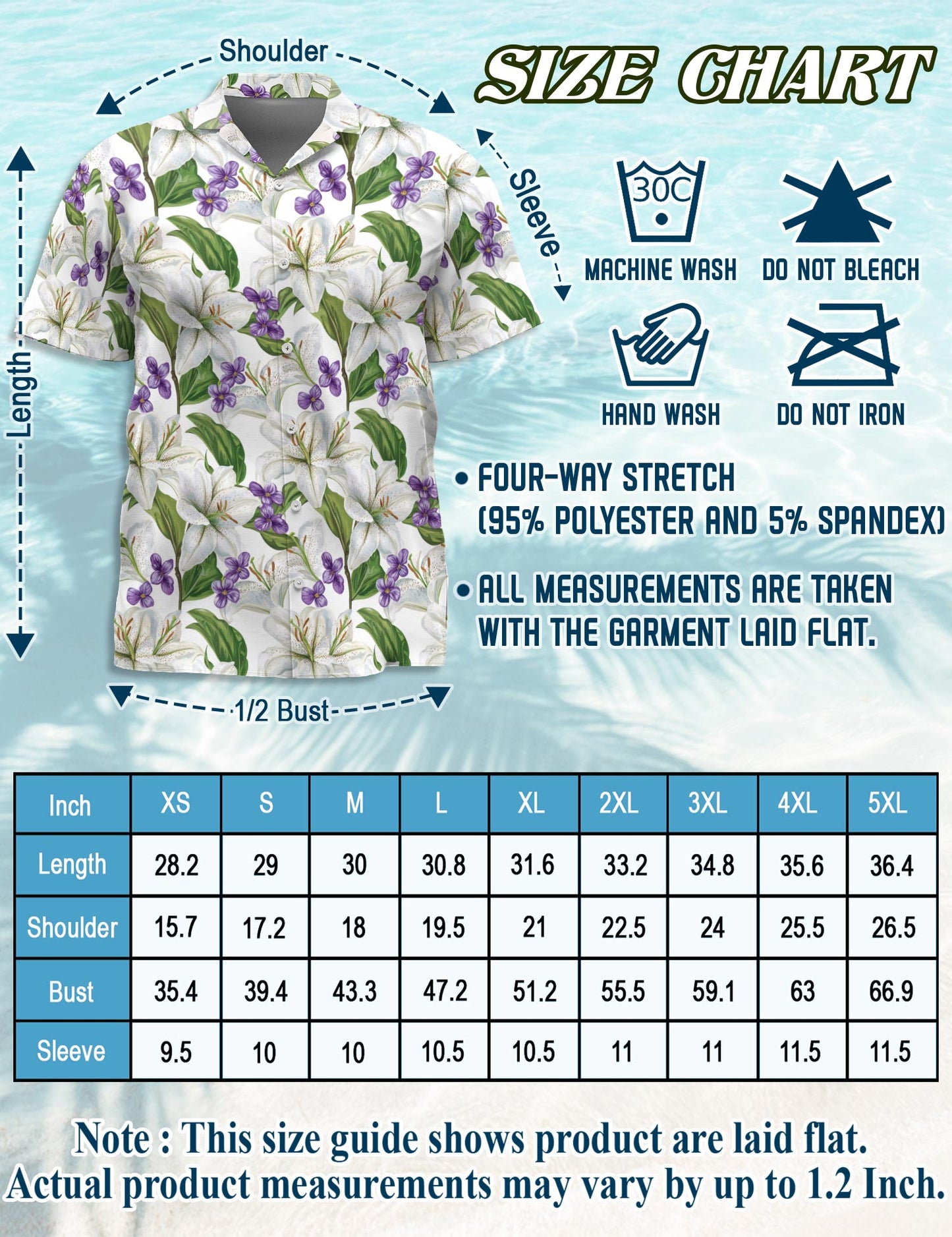 Netecom White Lilies With Violets Hawaiian Shirt for Men, Floral Lover Gifts, Tropical Button Down Summer Beach Short Sleeve Shirts, S-5XL