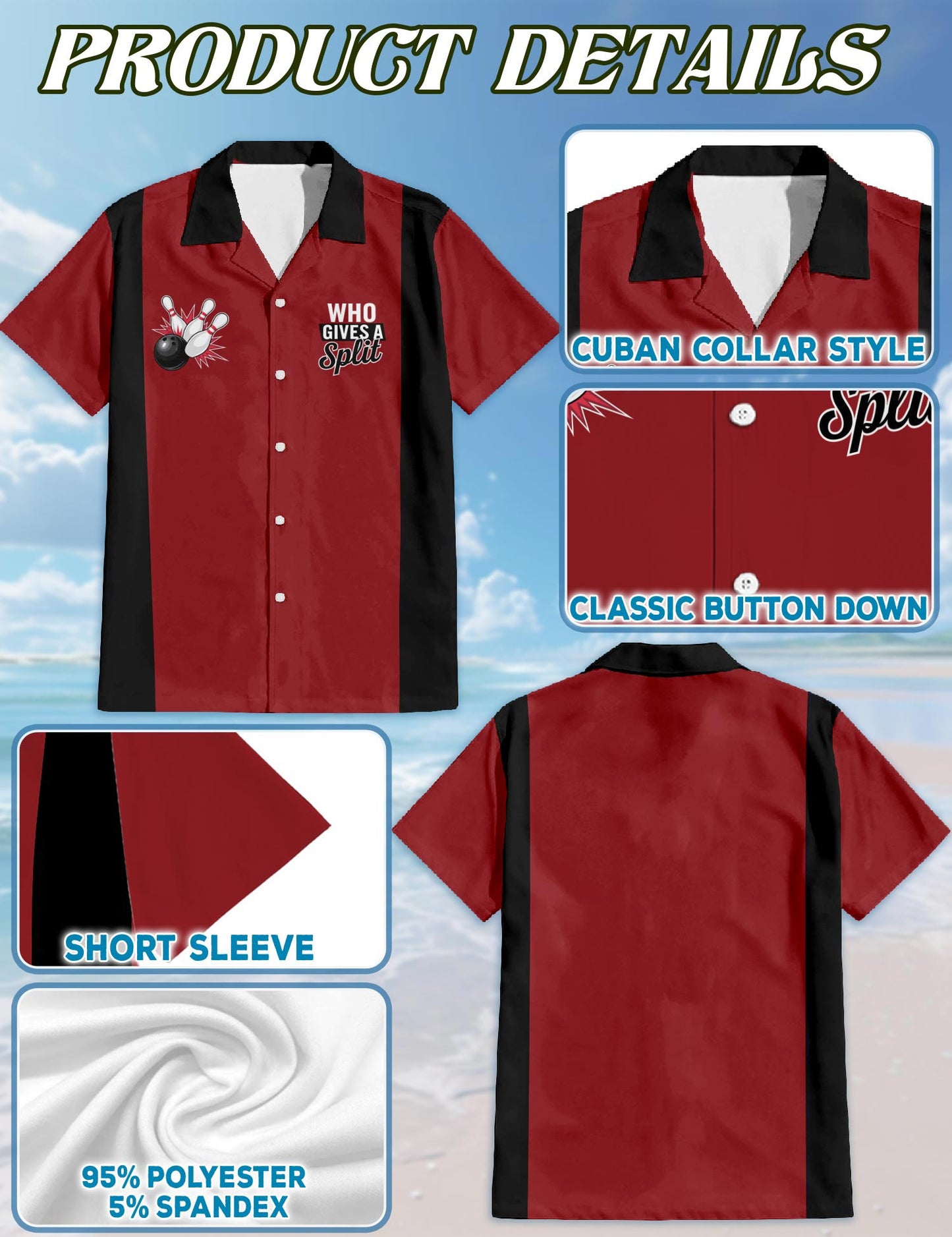 Netecom Who Gives A Split Hawaiian Shirt for Men, Button Down Summer Beach Short Sleeve, Bowling Lover Gift, Sizes S-5XL