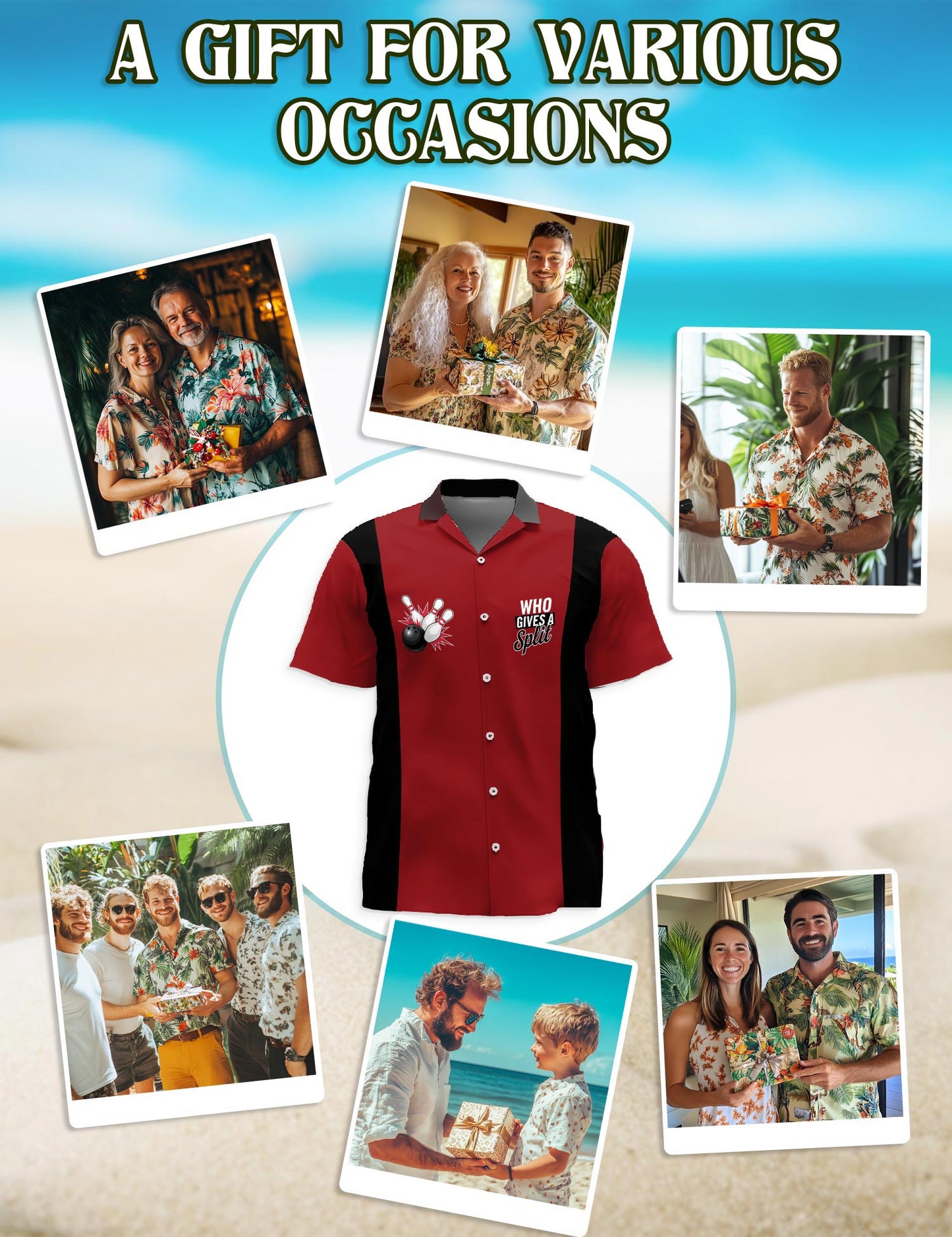 Netecom Who Gives A Split Hawaiian Shirt for Men, Button Down Summer Beach Short Sleeve, Bowling Lover Gift, Sizes S-5XL
